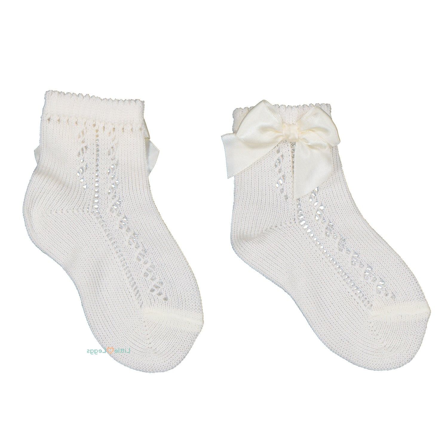 Ivory Crochet Bow Ankle Sock