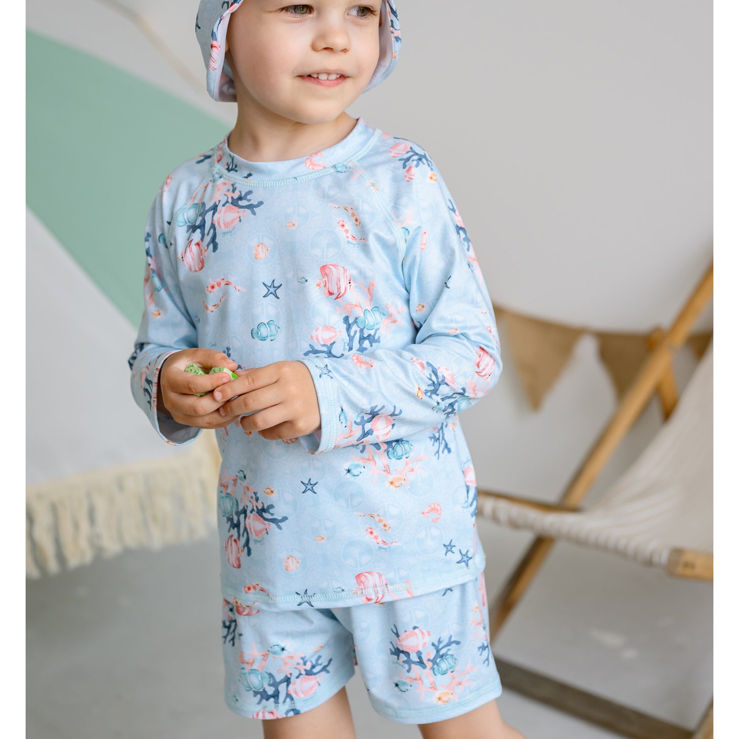 Pale Blue Long Sleeved Swim-Set