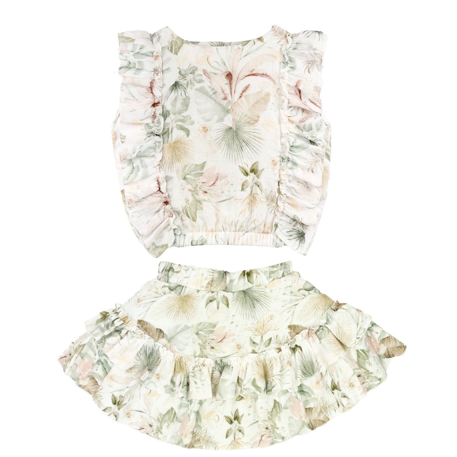 Floral Frill Blouse & Skirt