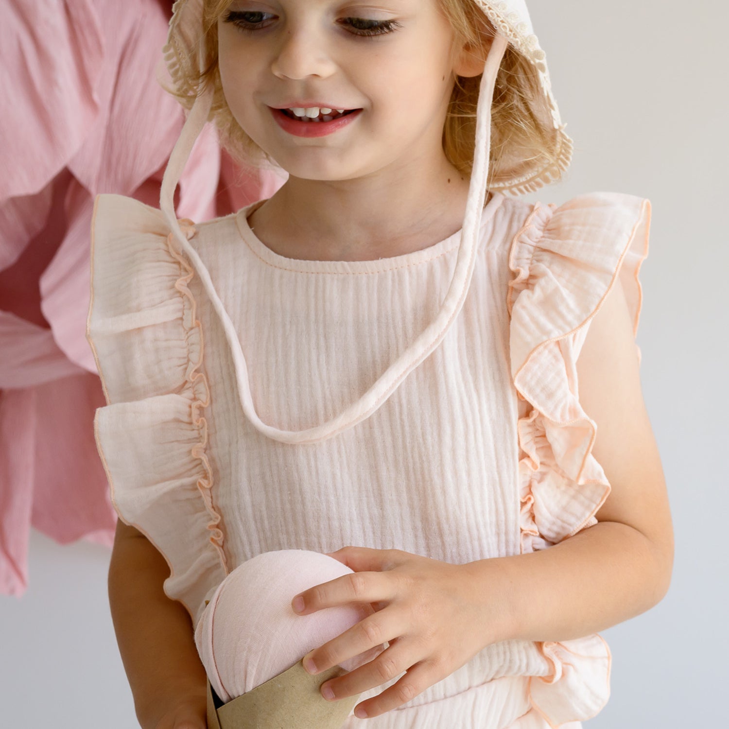 Peach Frill Blouse & Skirt