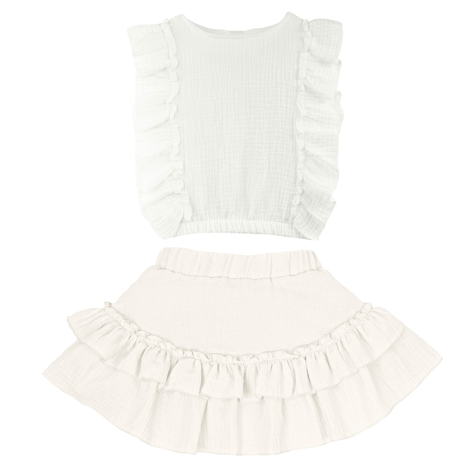 Ivory Frill Blouse & Skirt