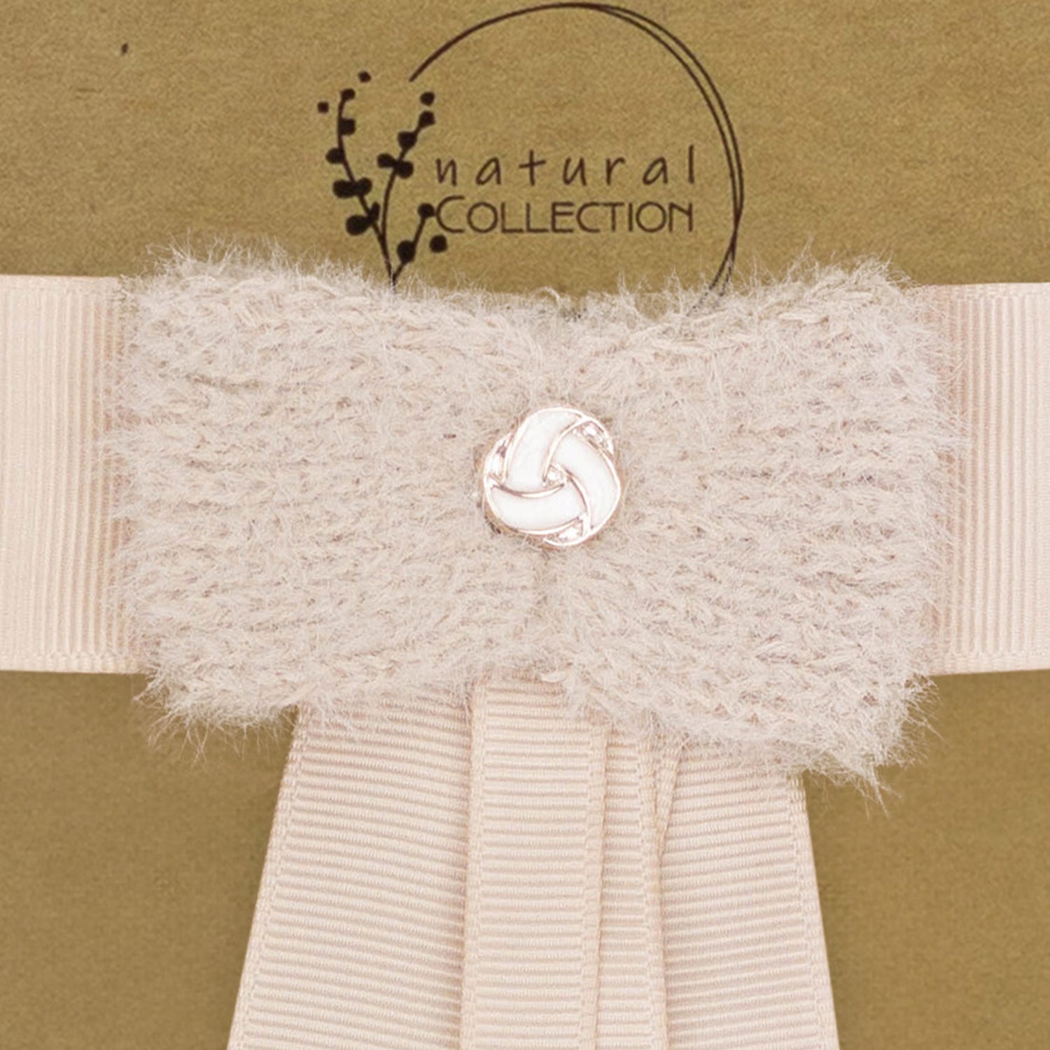 Beige Knit Bow Hairclip