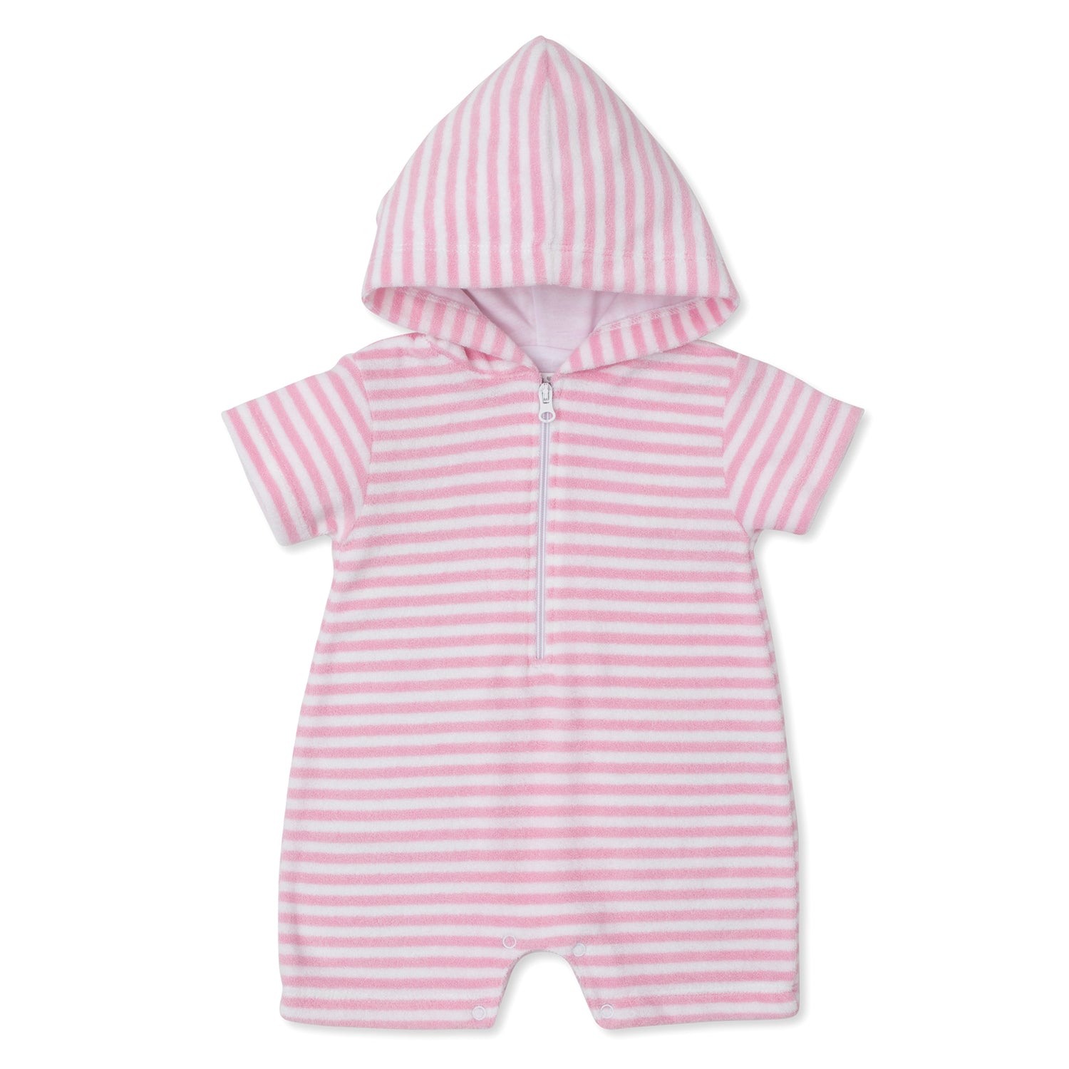 Pink Stripe Terry Romper