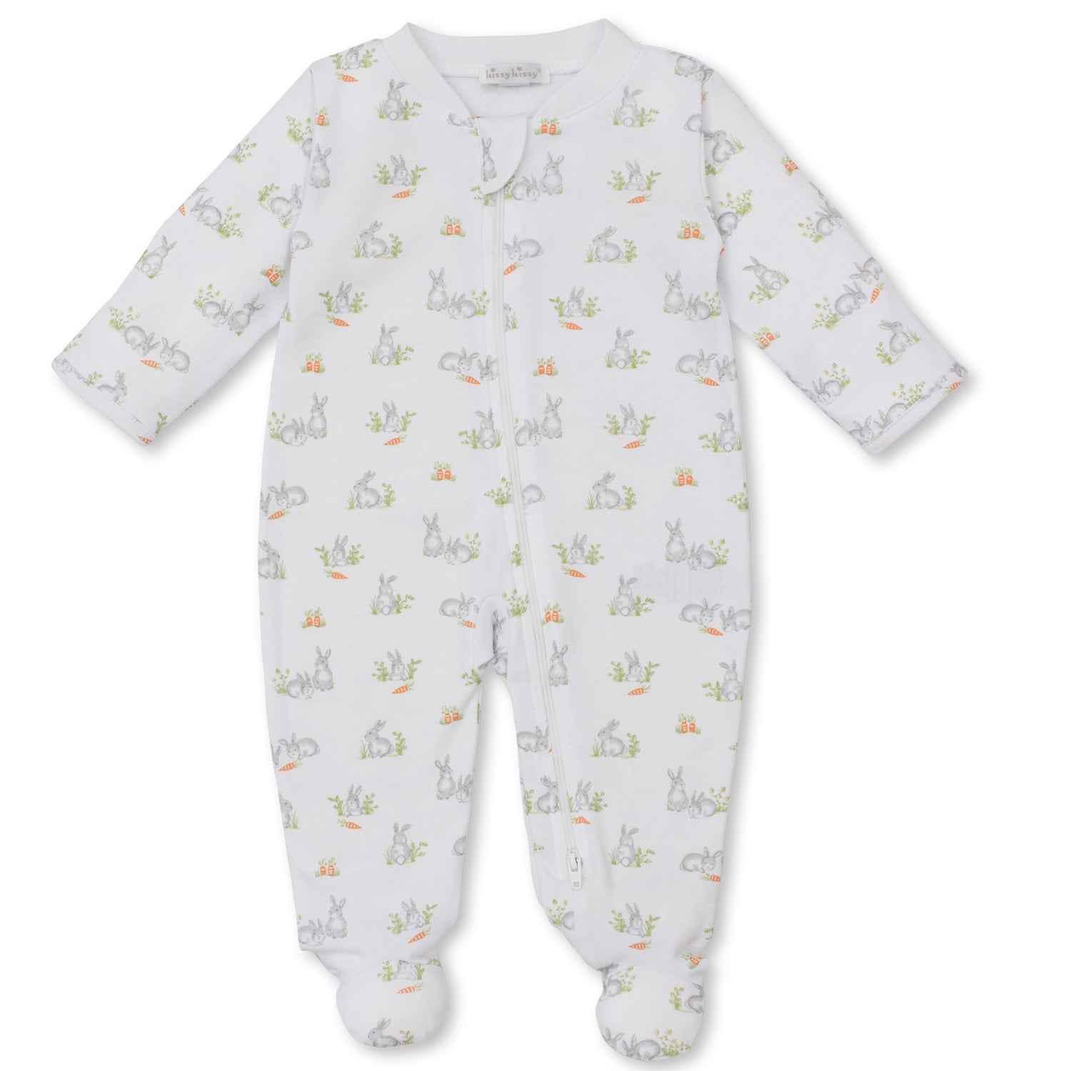 Silver Bunny Zip Babygrow