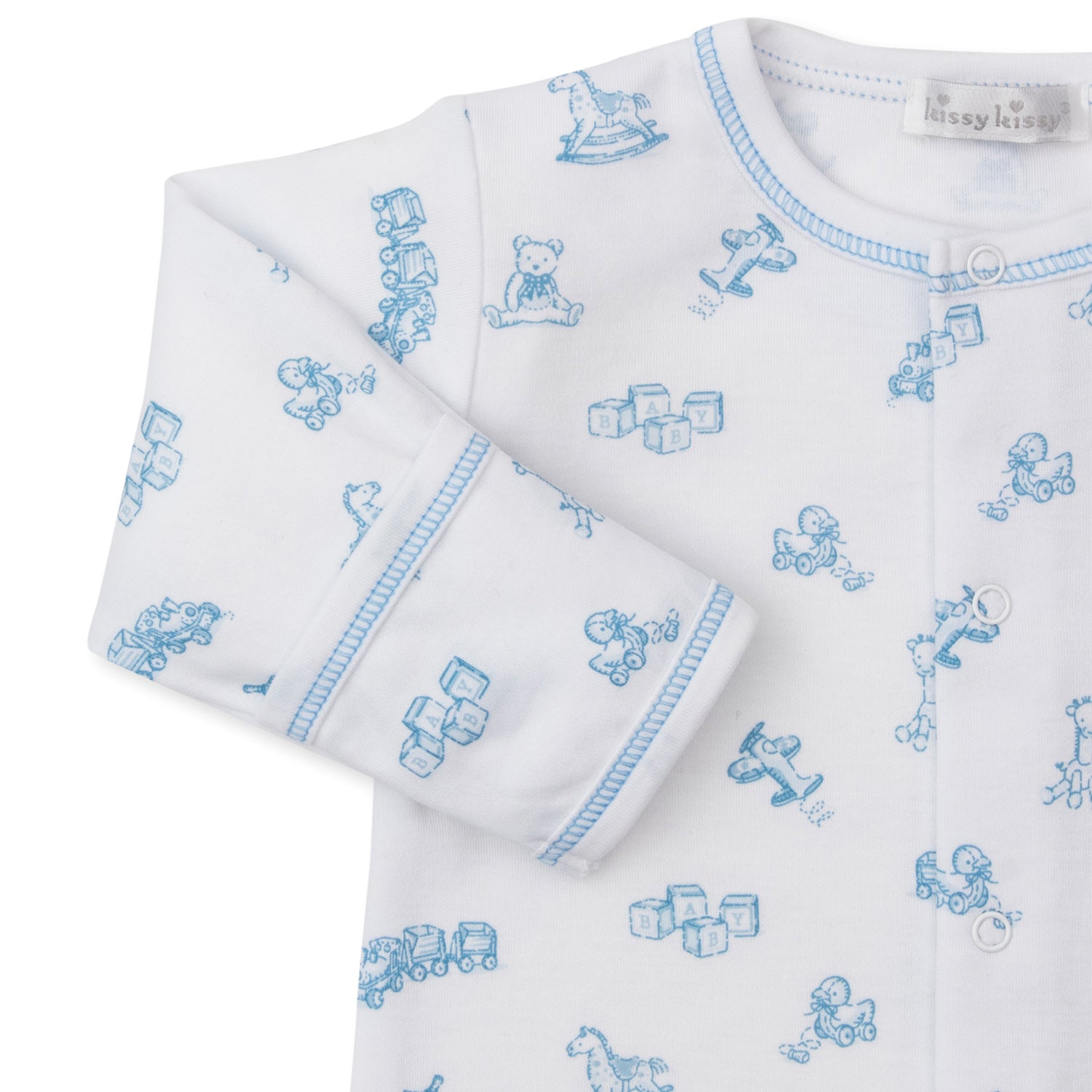 Blue Traditional Toy Print Babygrow