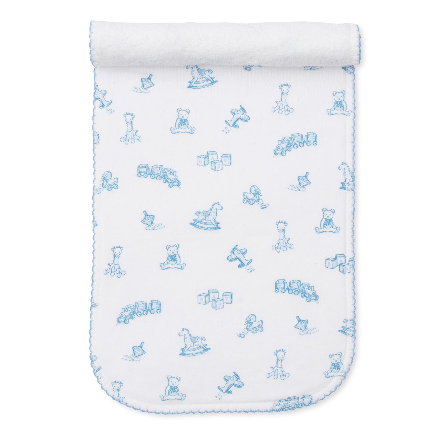 Blue Traditional Toy Print Burp Bib