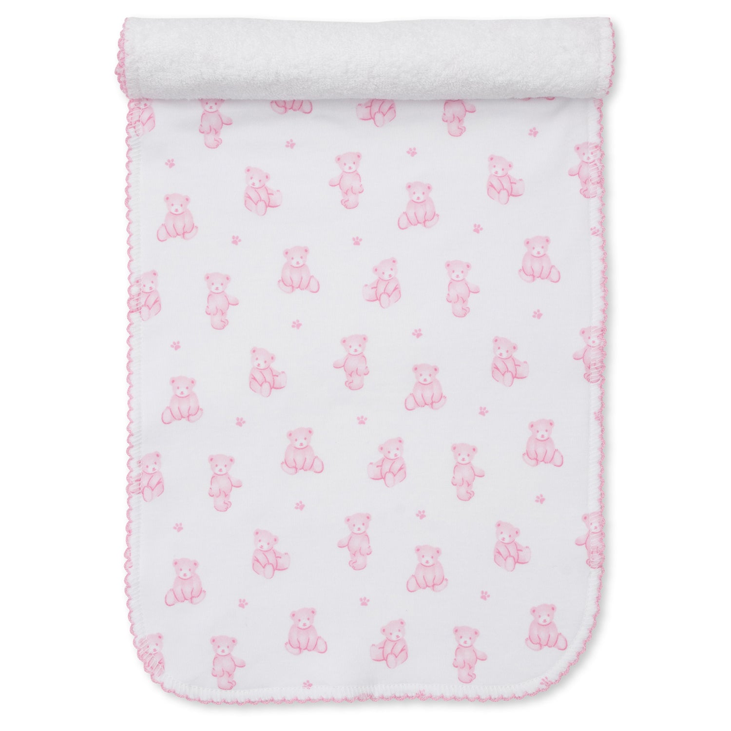 Pink Teddy Print Burp Bib