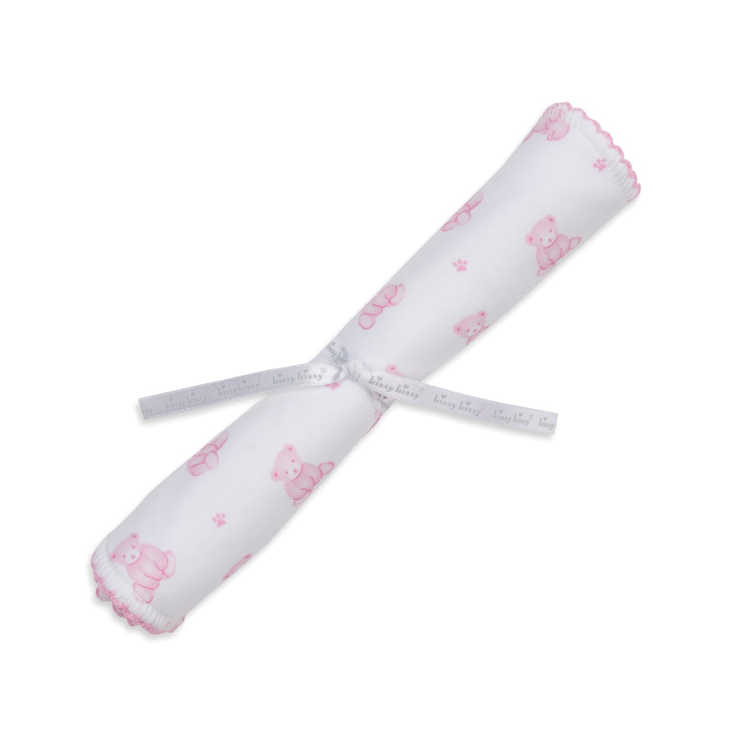 Pink Teddy Print Burp Bib