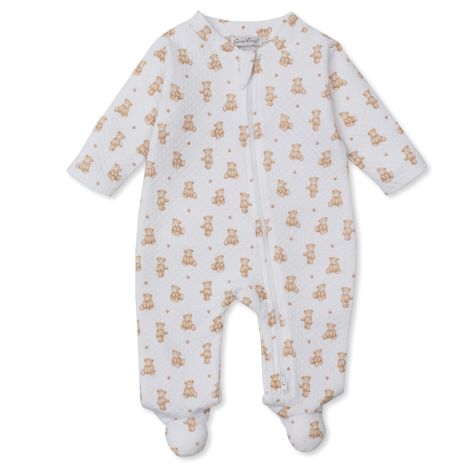 Beige Teddy Jacquard Zip Babygrow