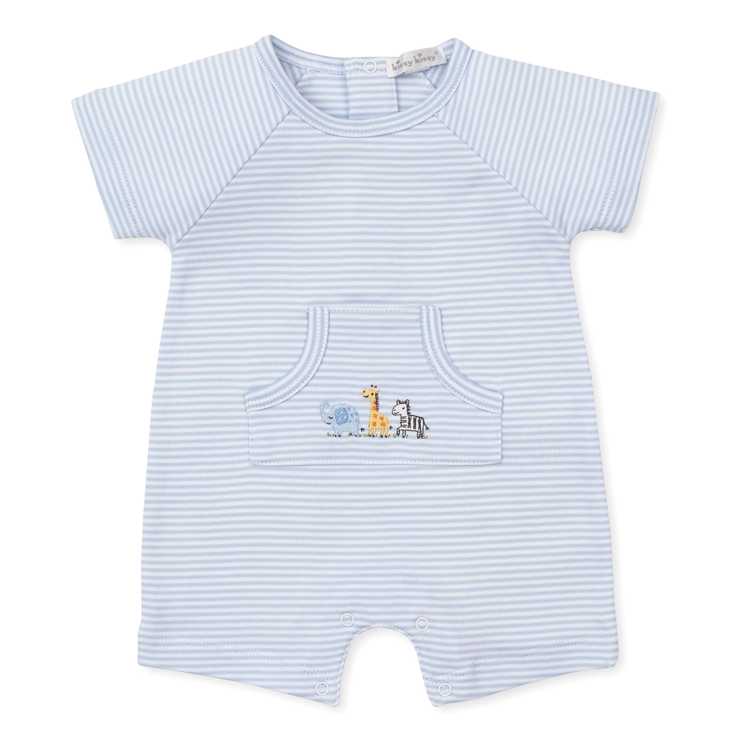 Pale Blue Stripe Animal Romper