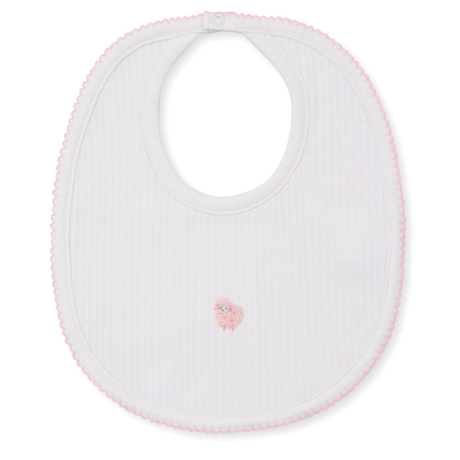 Pink Embroidered Sheep Bib