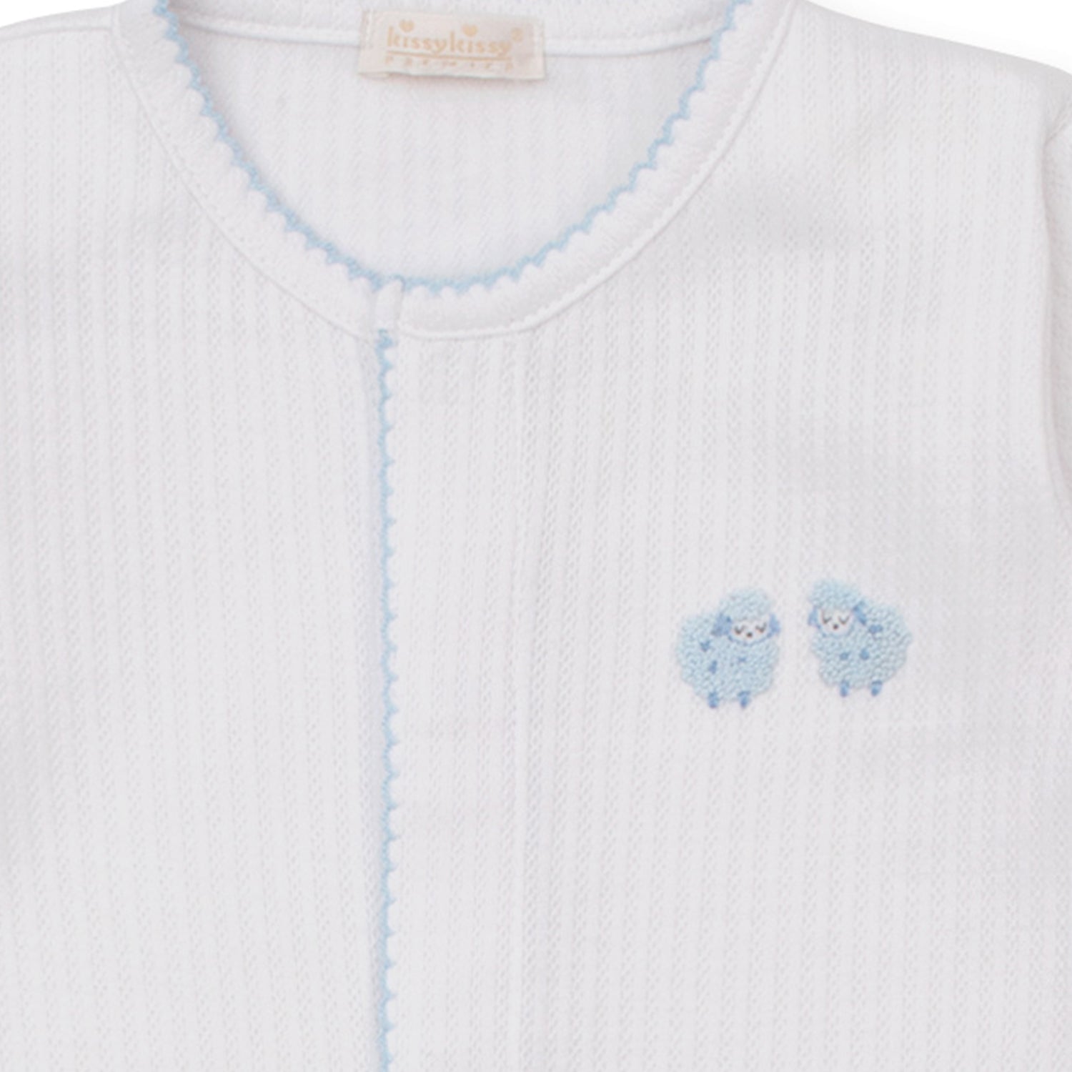 Blue Sheep Embroidered Babygrow