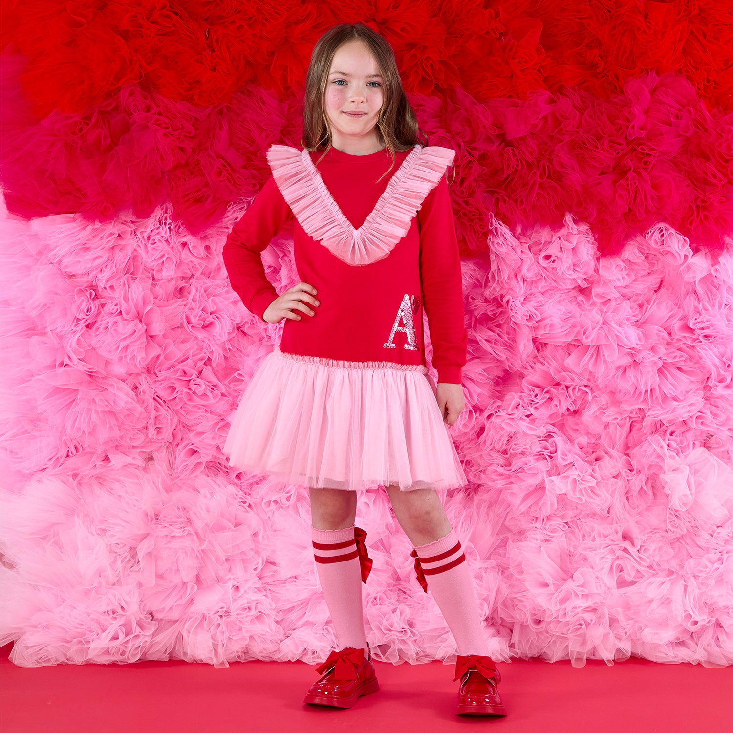 Red Sweat Tulle Dress