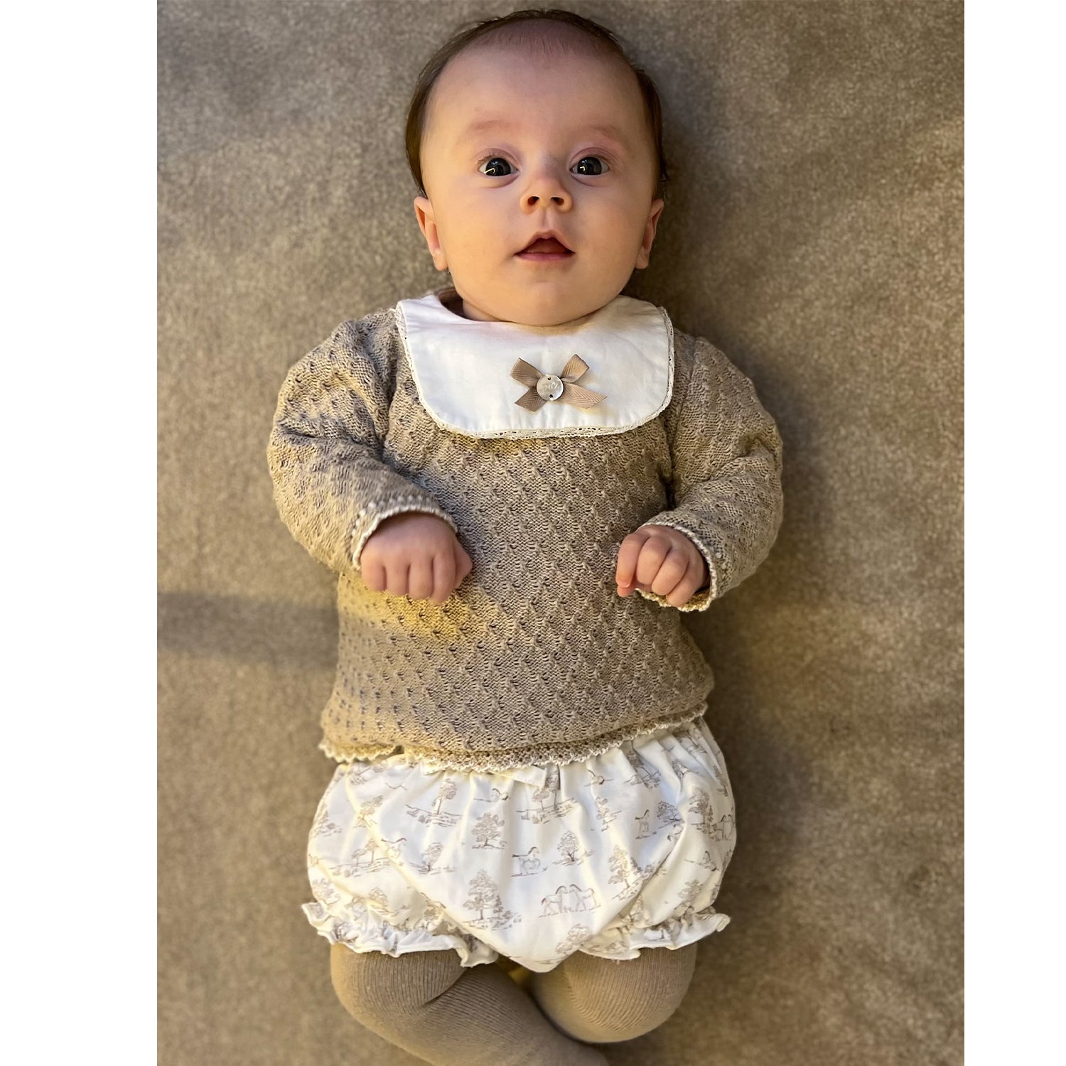 Beige Knit Bloomer Set