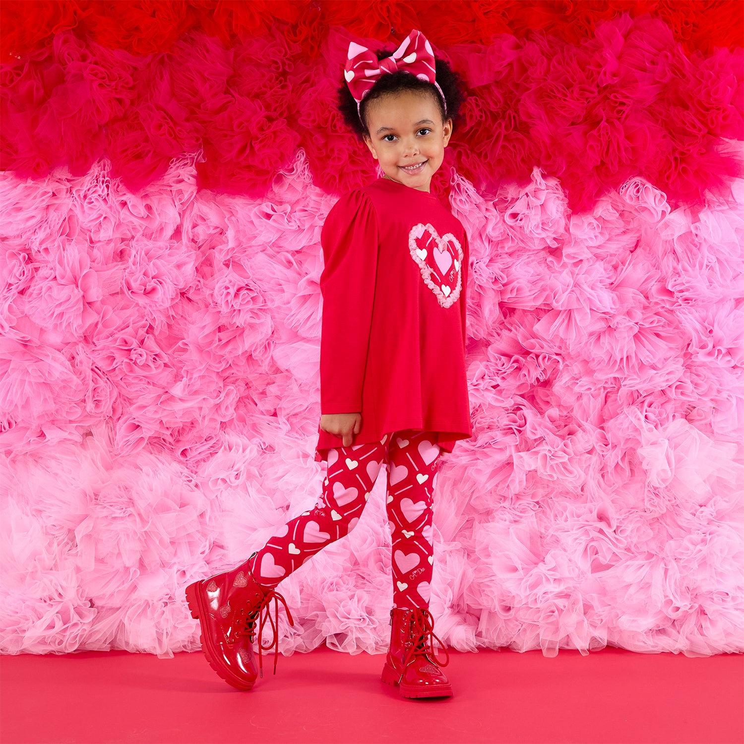 Red Heart Print Legging Set