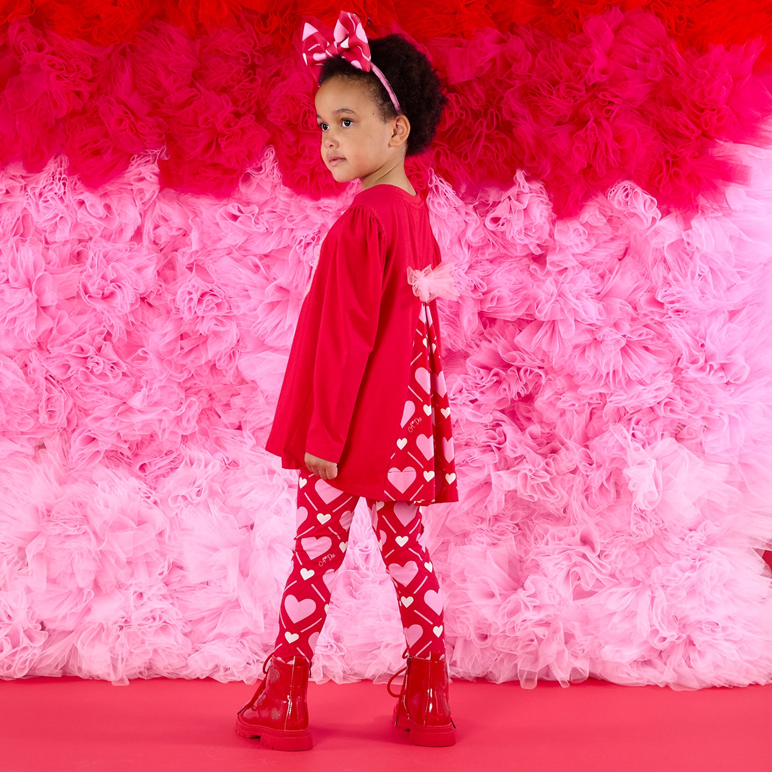 Red Heart Print Legging Set