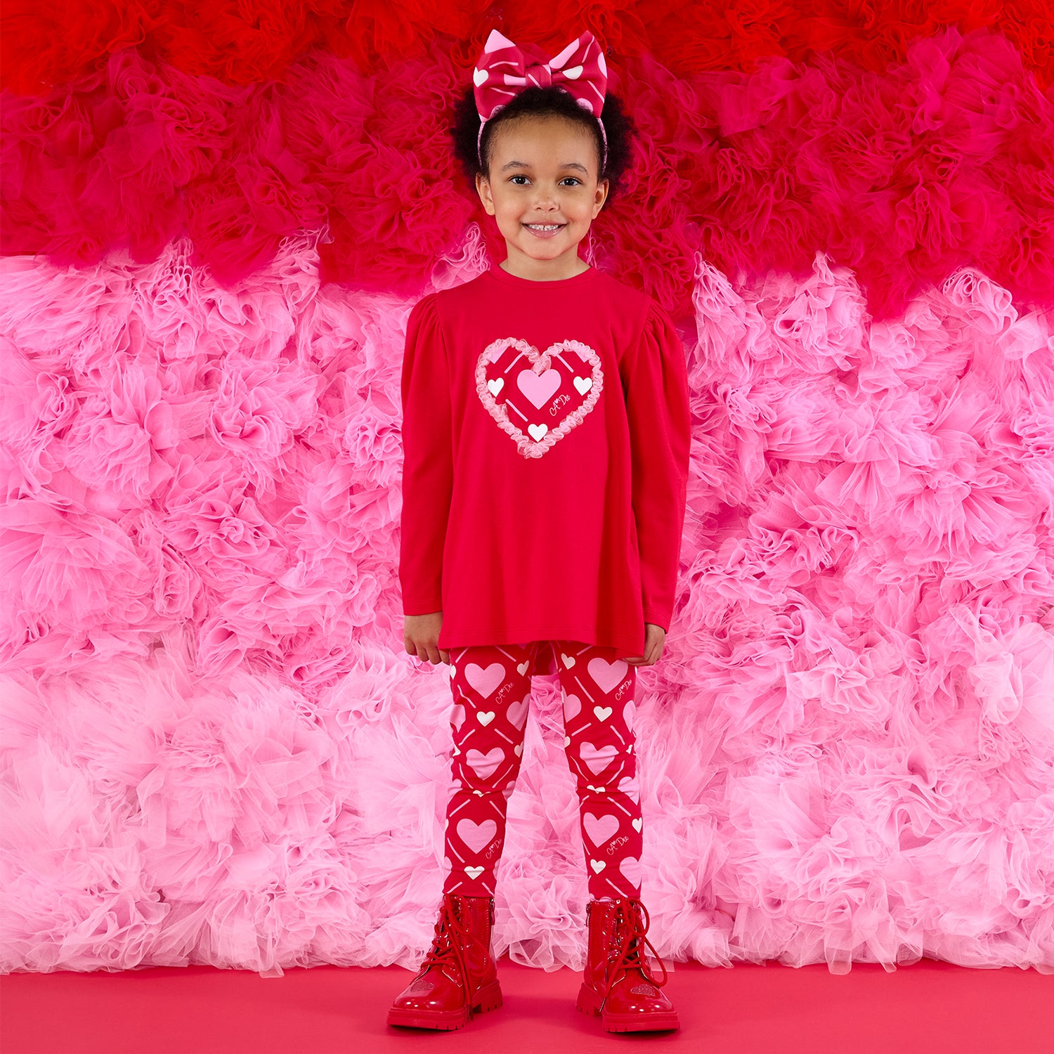 Red Heart Print Legging Set