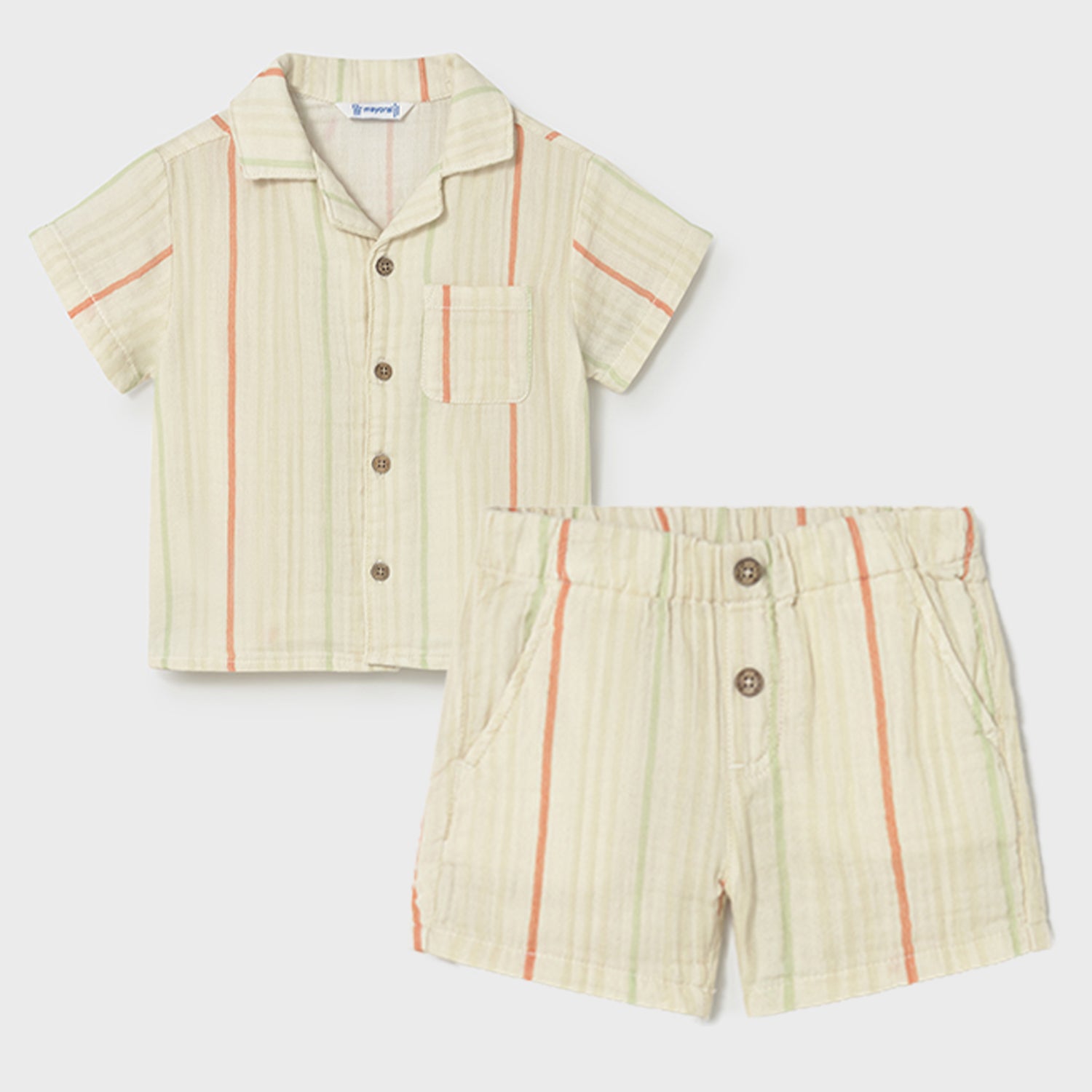 Stripe Crepe Shirt & Short Set