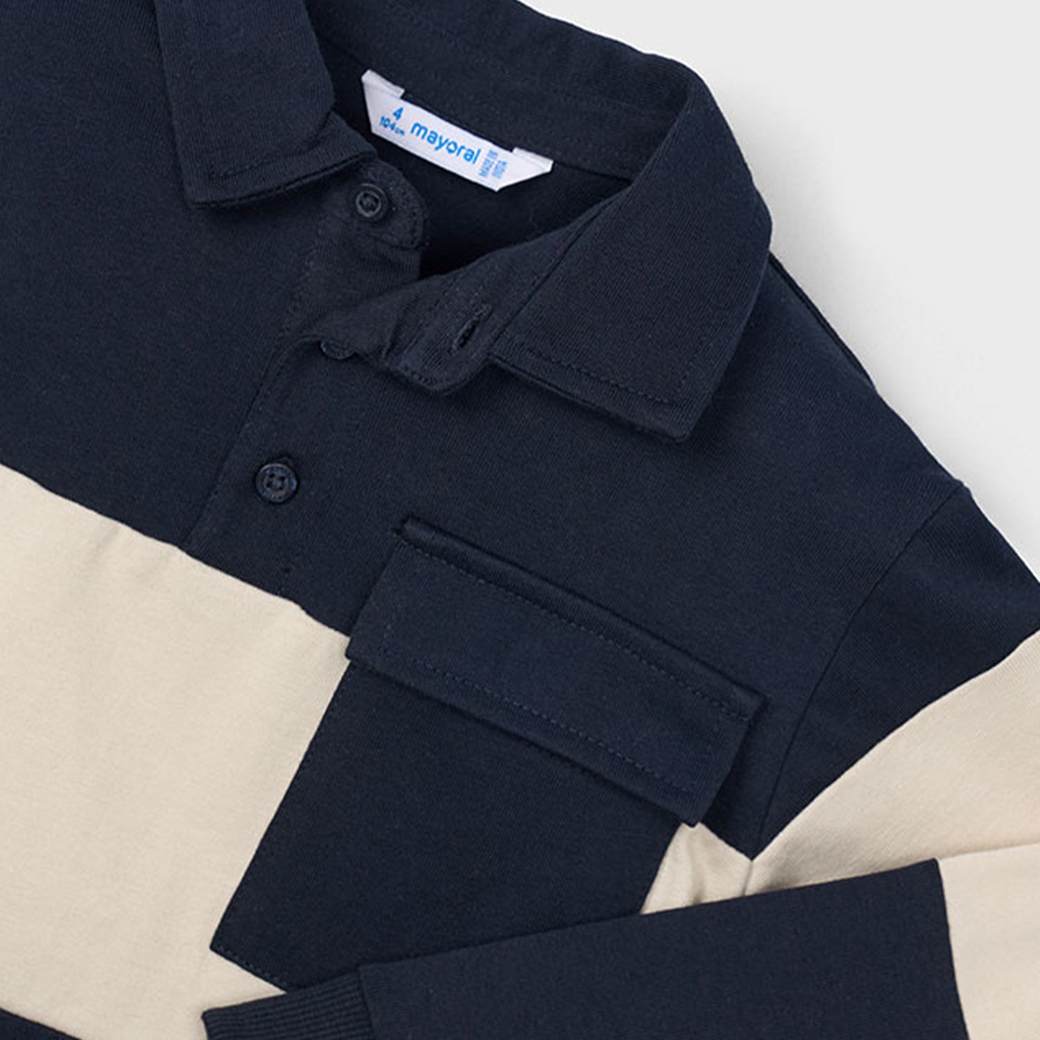 Navy & Cream Polo Top