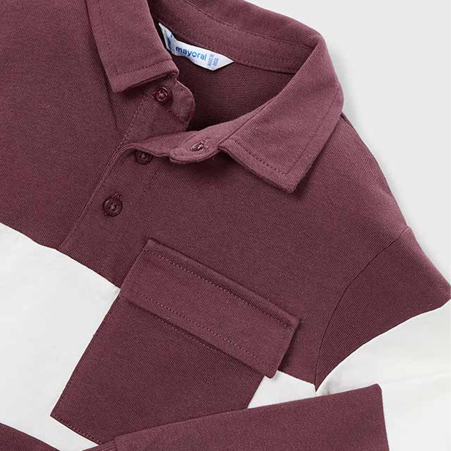 Plum Block Stripe Long Sleeved Polo