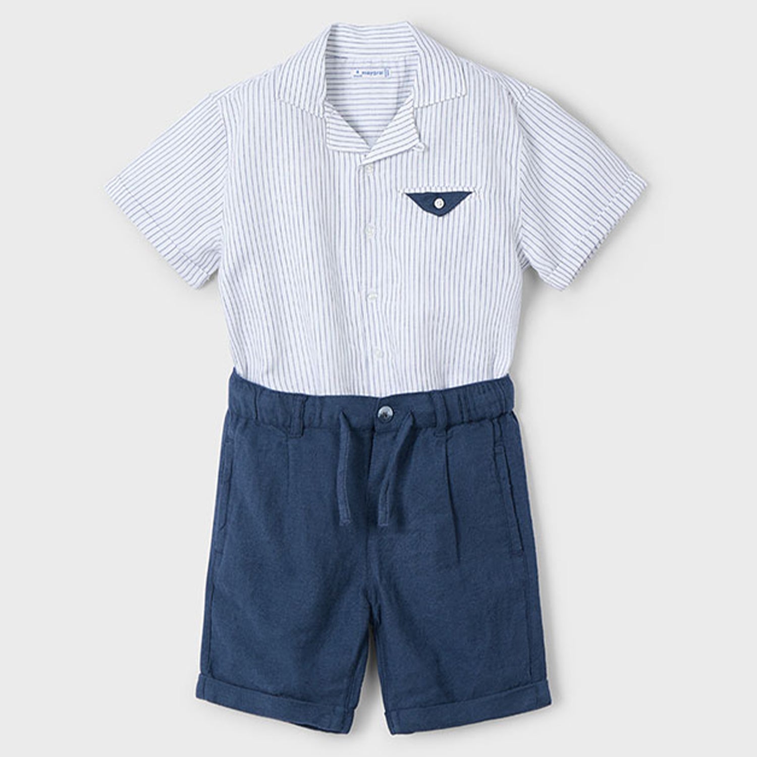 Navy Stripe Smart Shirt & Short Set