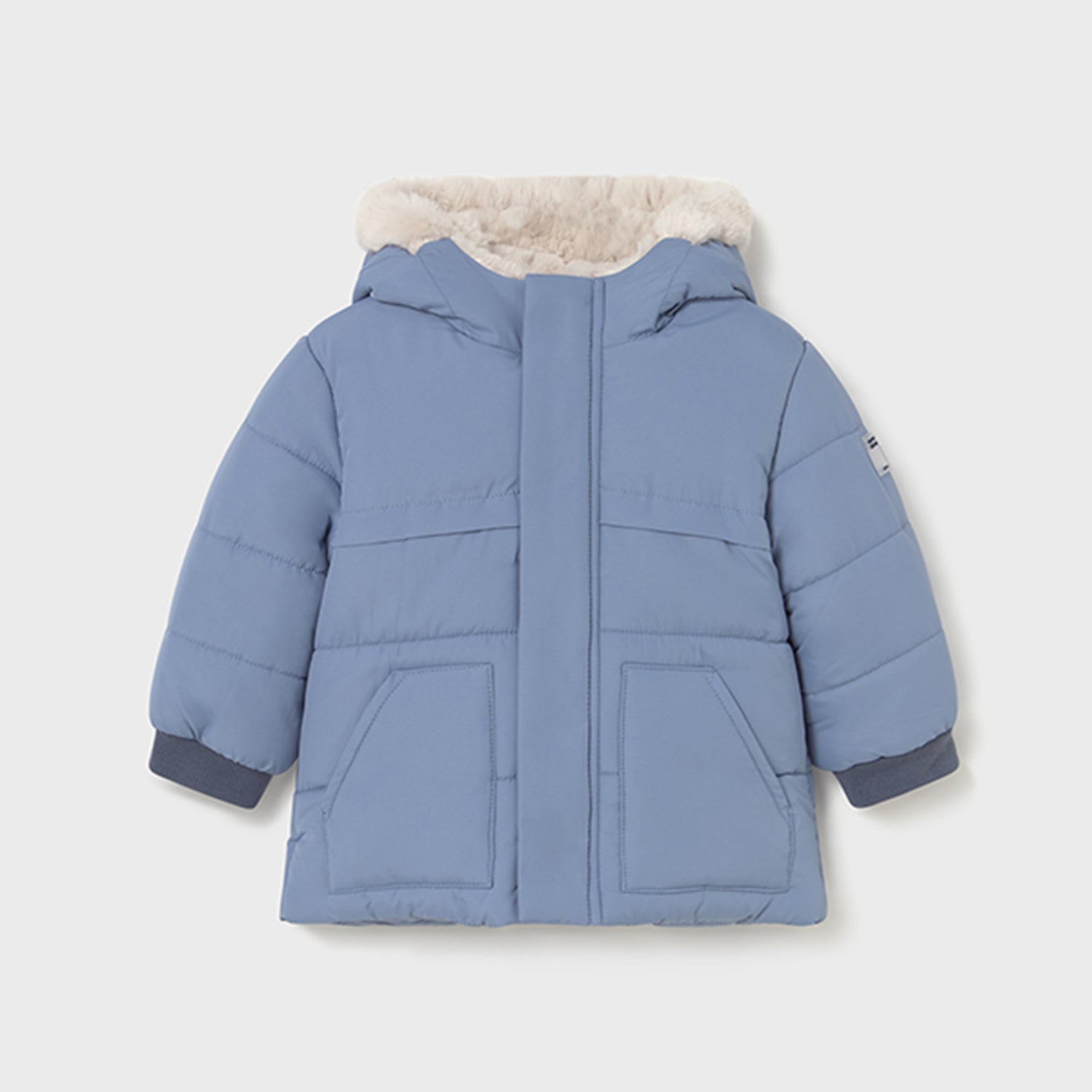 Blue Fur Trimmed Coat