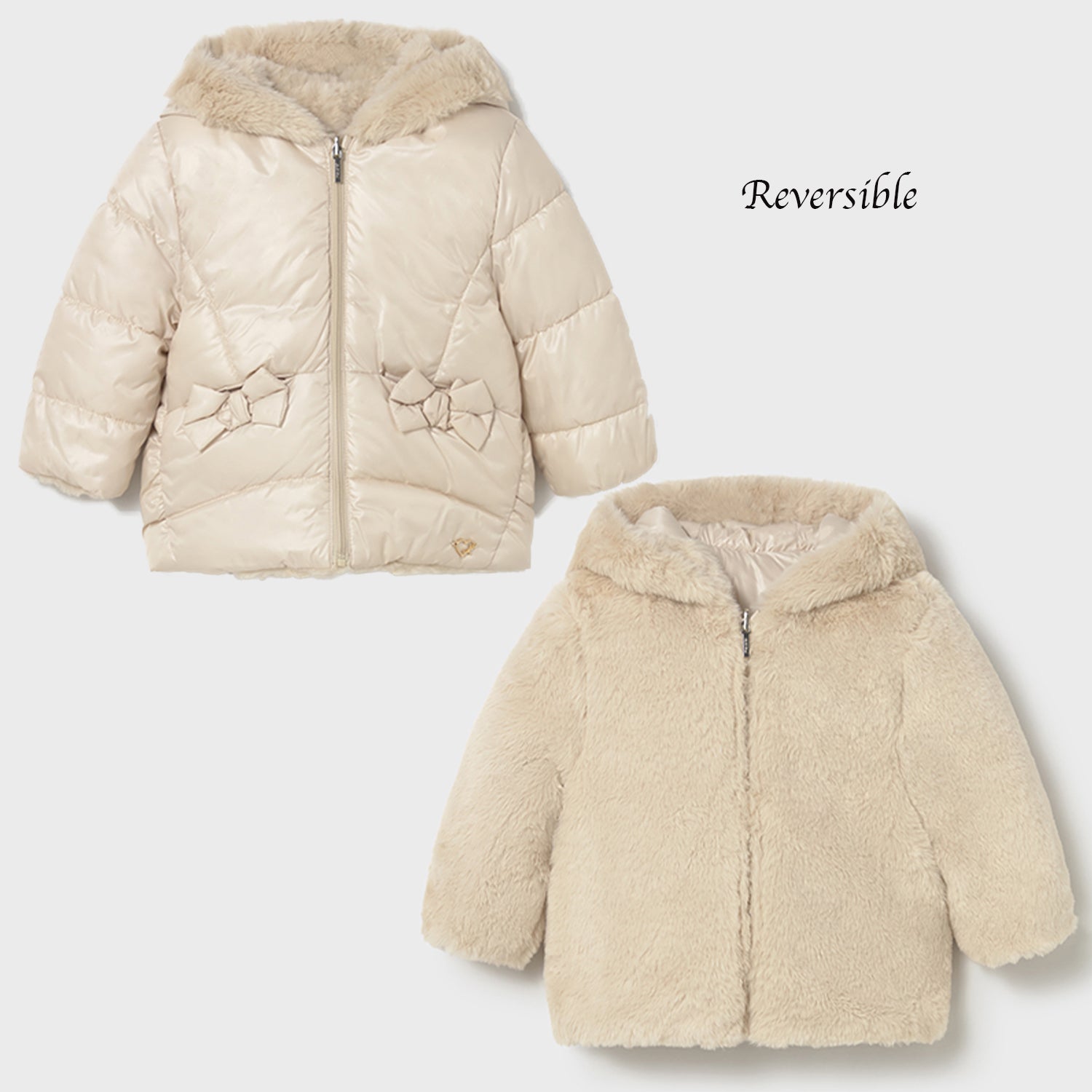 Cream Reversible Faux Fur Coat