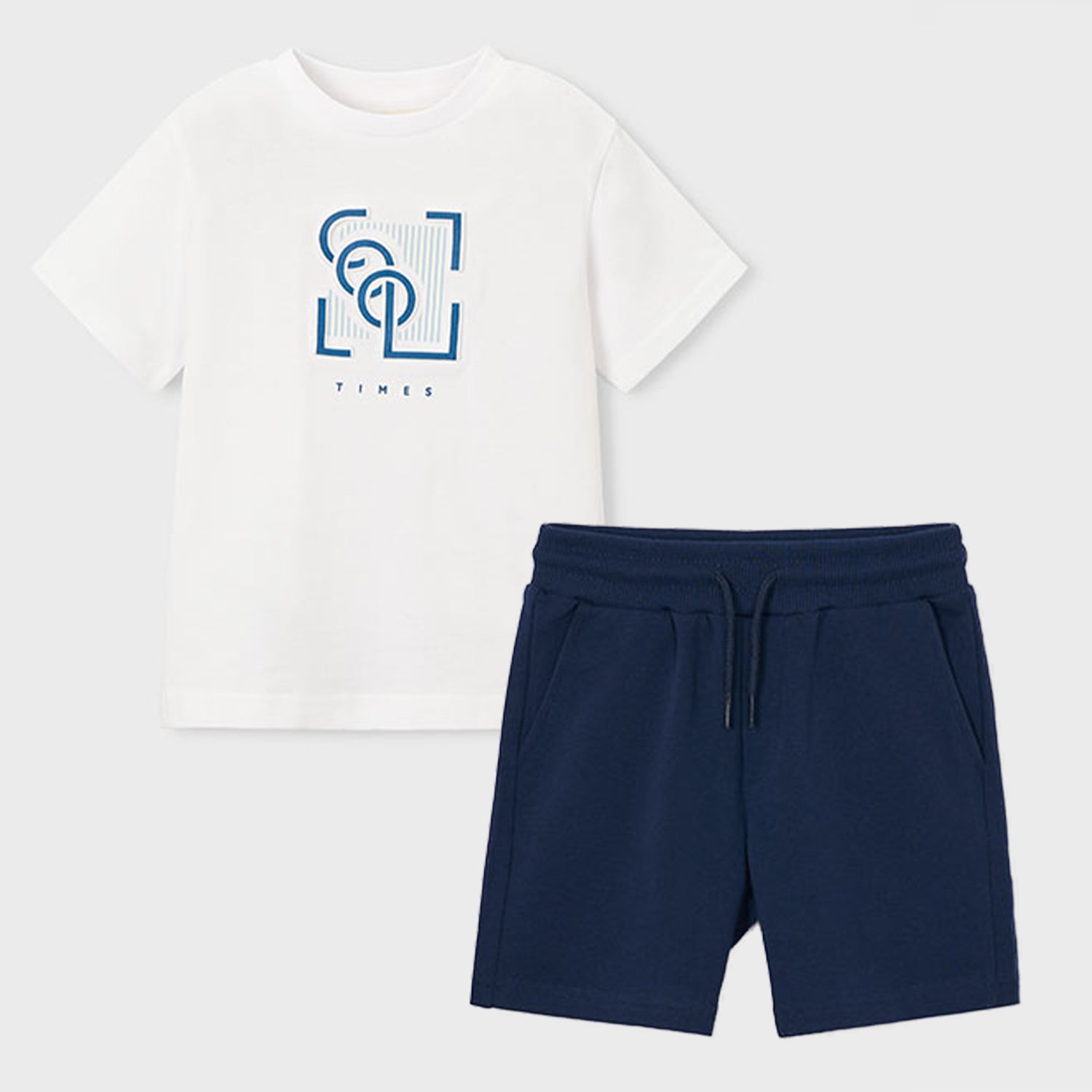 White & Navy Casual Short Set