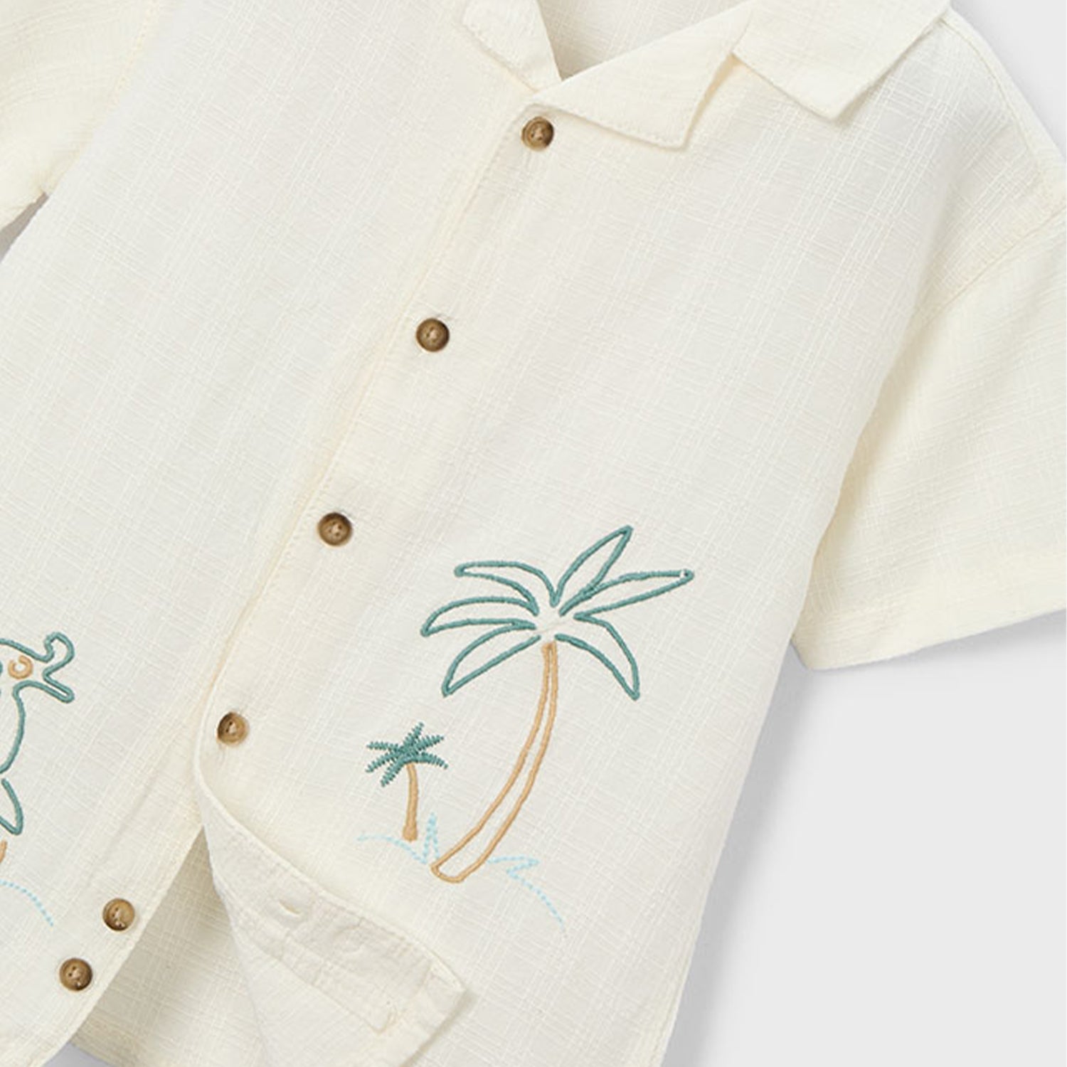Cream Embroided Shirt Set