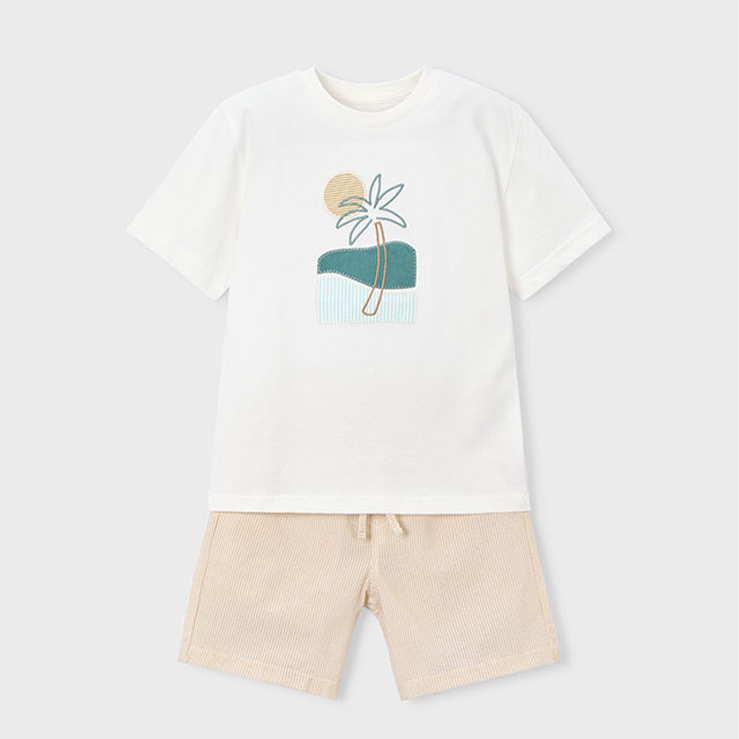 Beige Pin Stripe Short Set