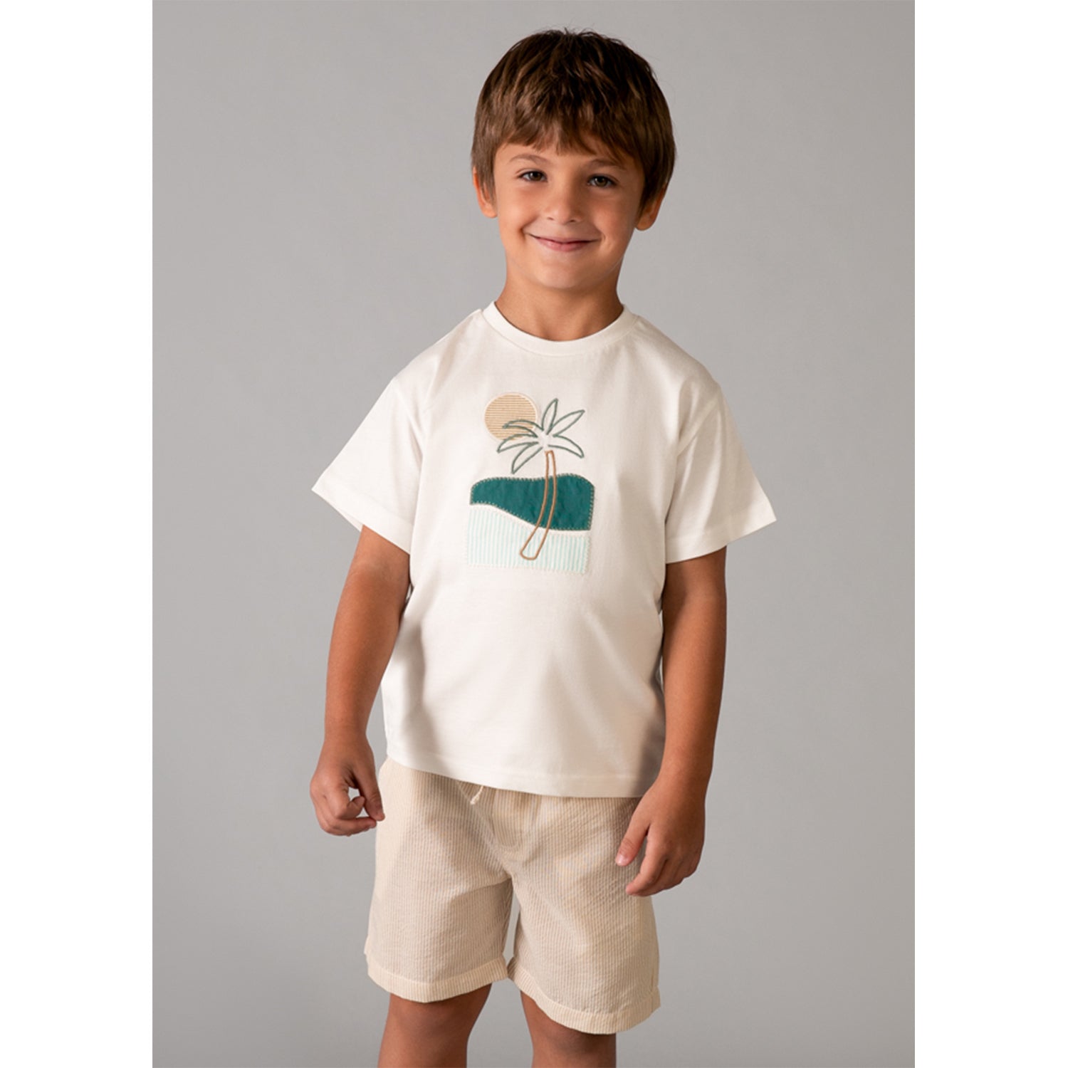 Beige Pin Stripe Short Set