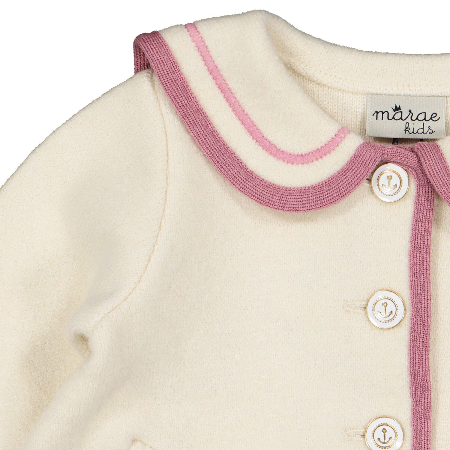 Ivory & Pink Trim Wool Coat