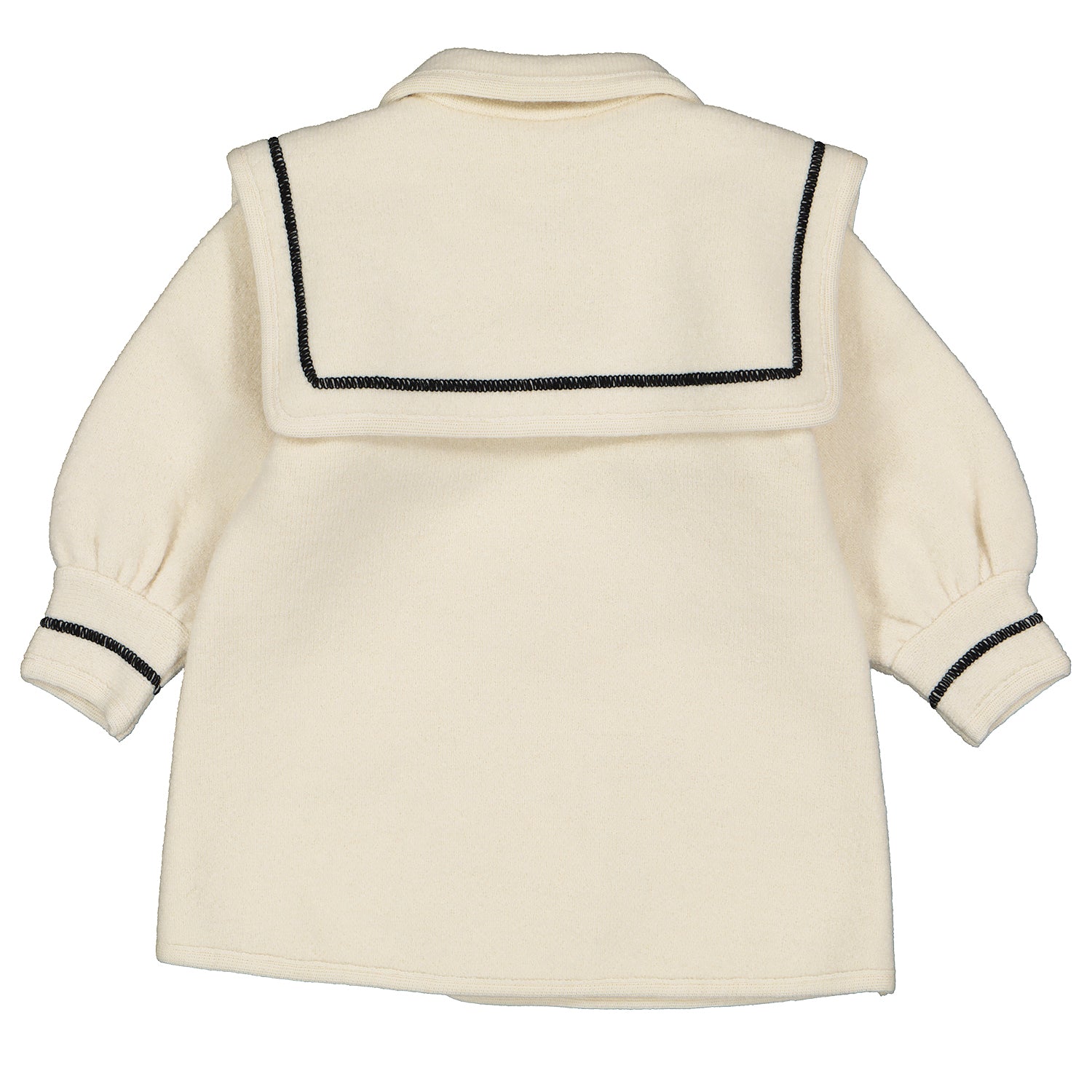 Ivory & Black Trim Wool Coat