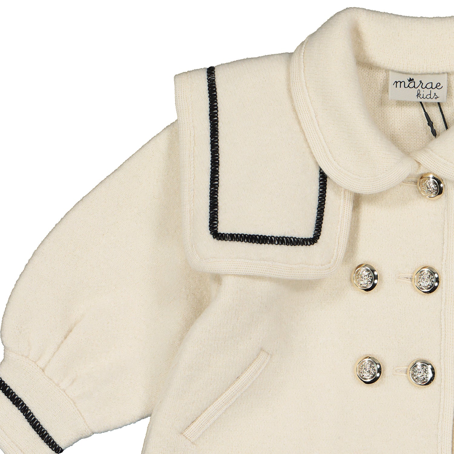 Ivory & Black Trim Wool Coat