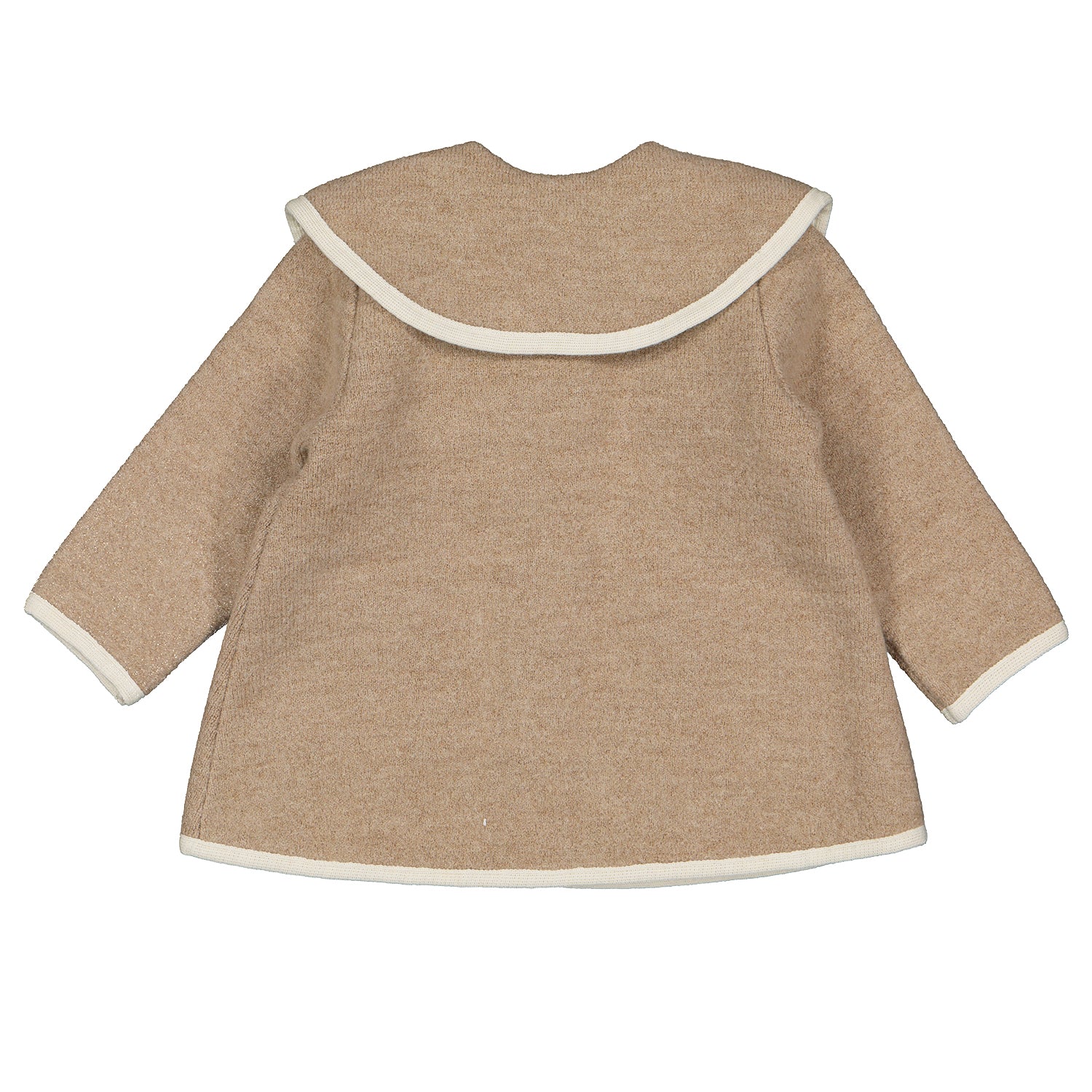 Beige & Ivory Trim Wool Coat