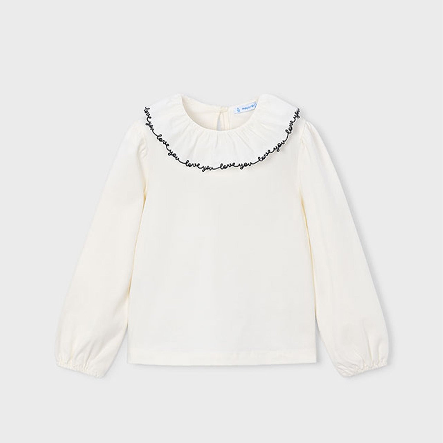 Ivory Love You Ruffle Neckline Top