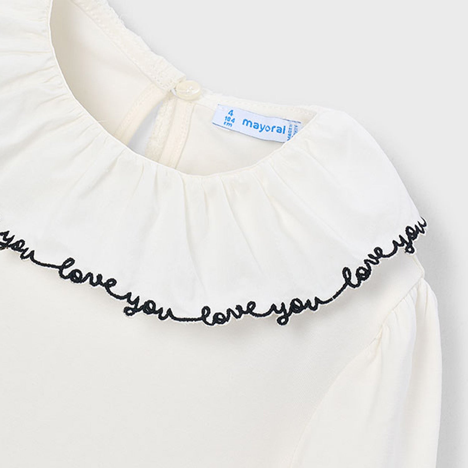 Ivory Love You Ruffle Neckline Top