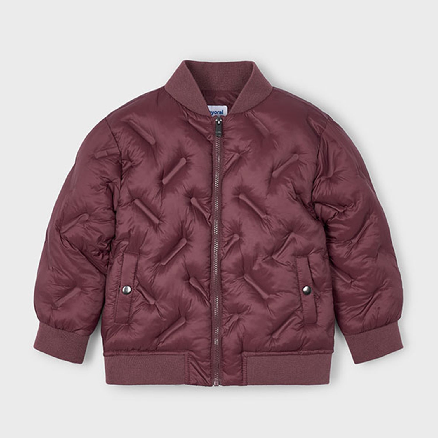Burgundy Padded Bomber Jacket