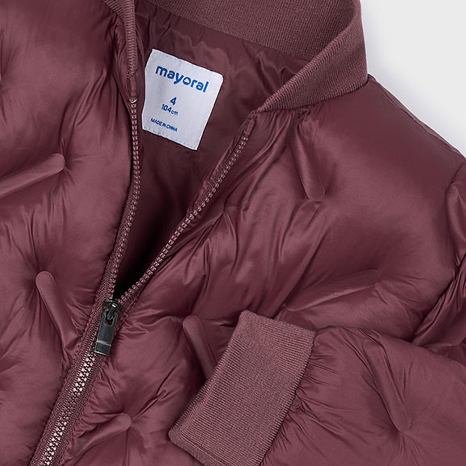 Burgundy Padded Bomber Jacket