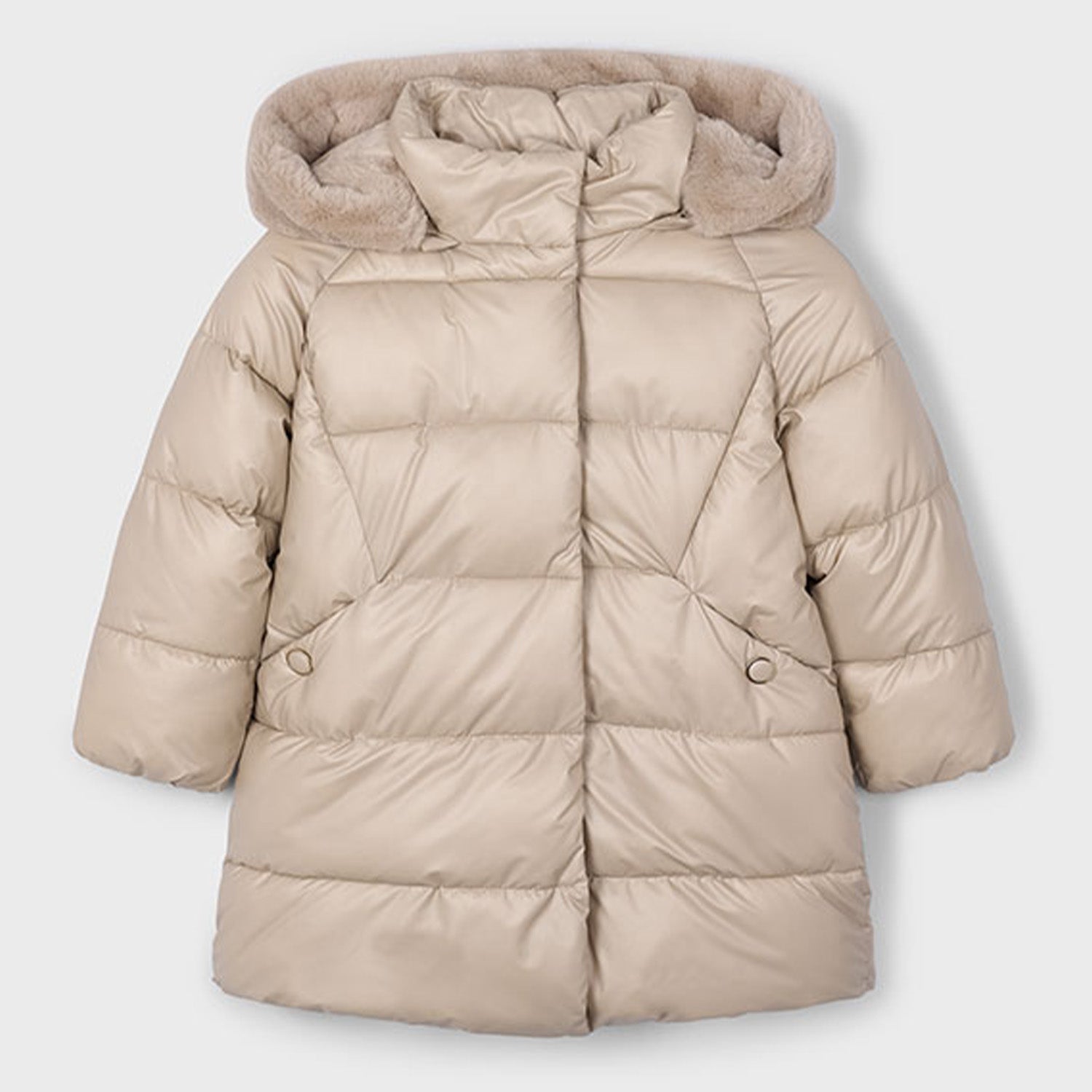 Stone Fur Trim Long Coat