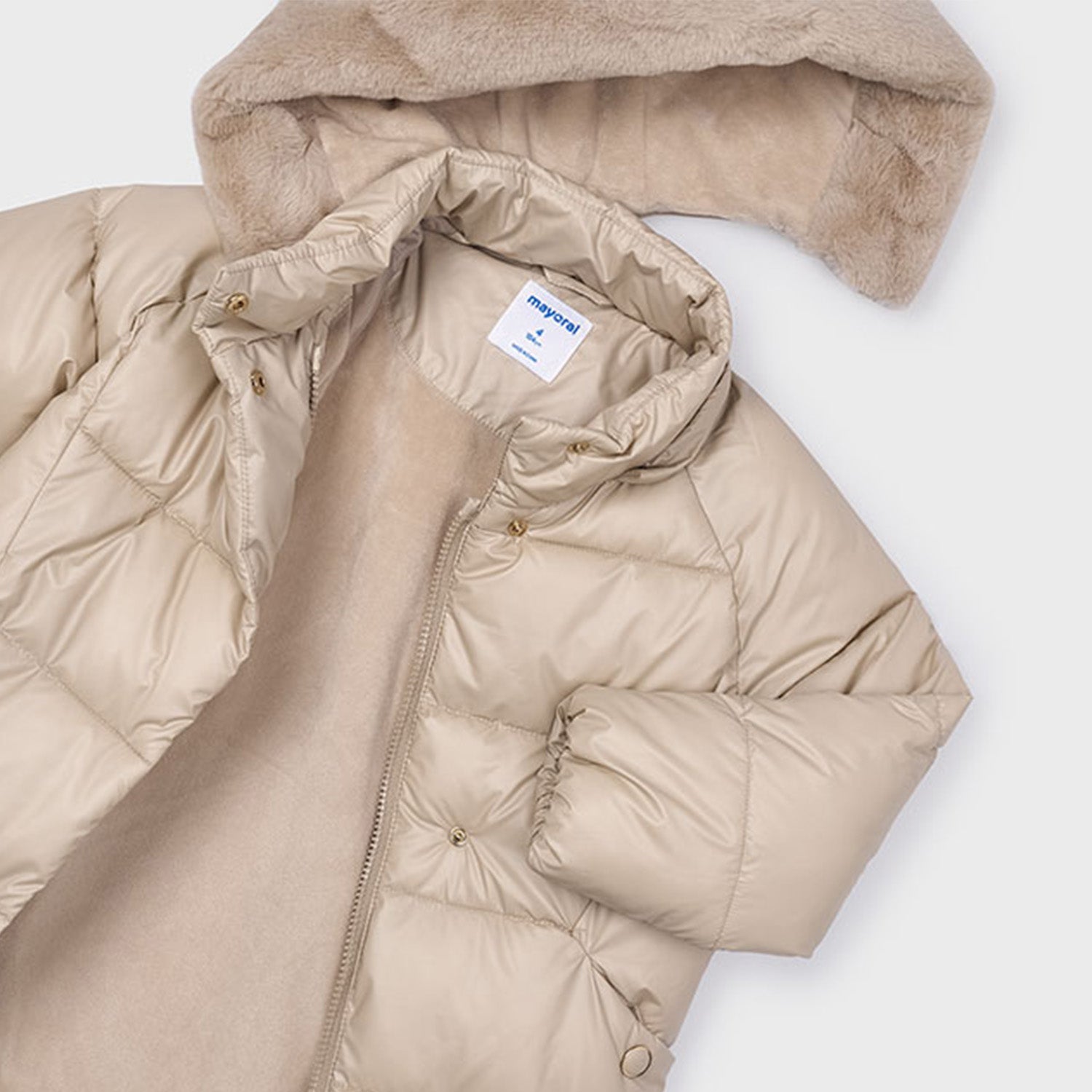 Stone Fur Trim Long Coat