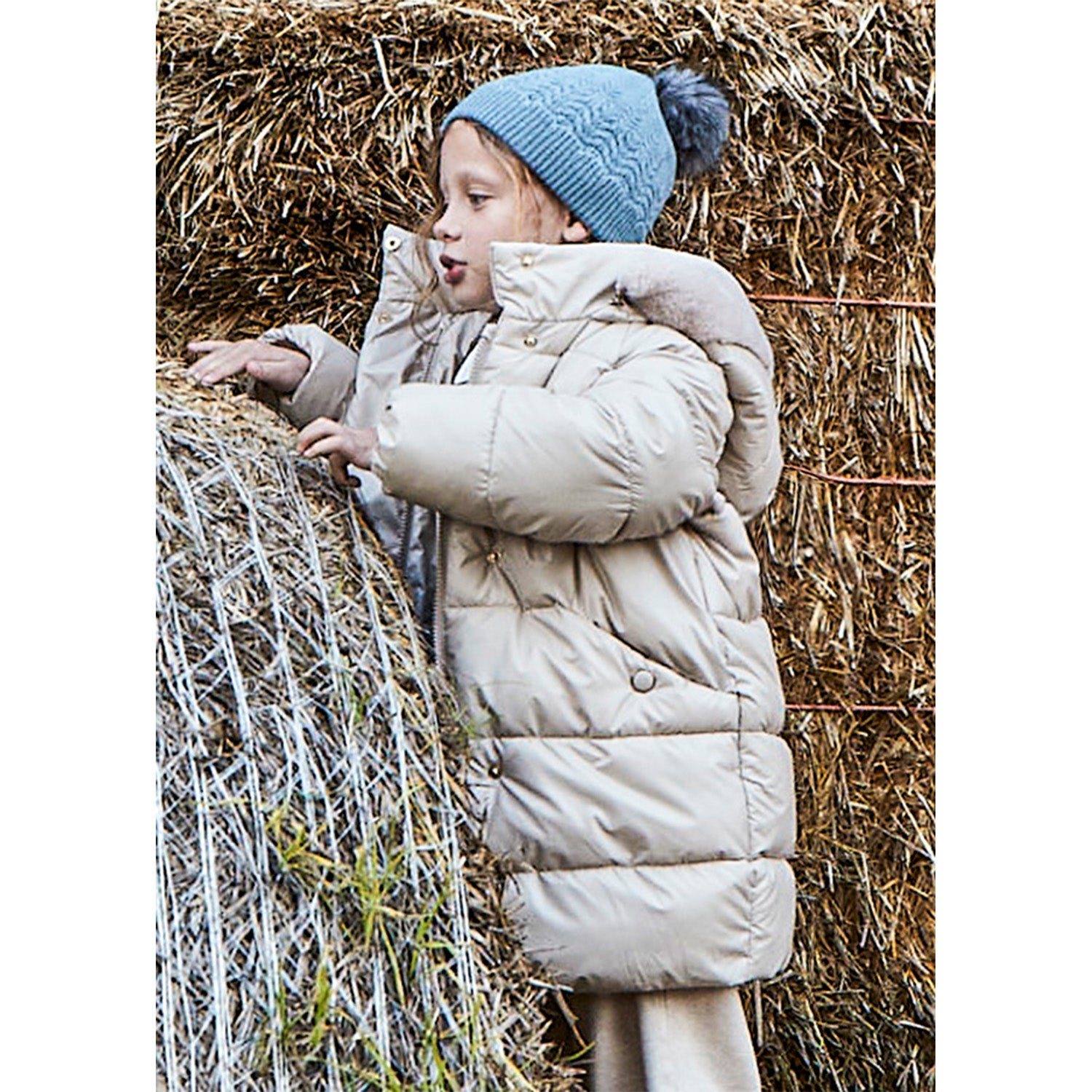 Stone Fur Trim Long Coat