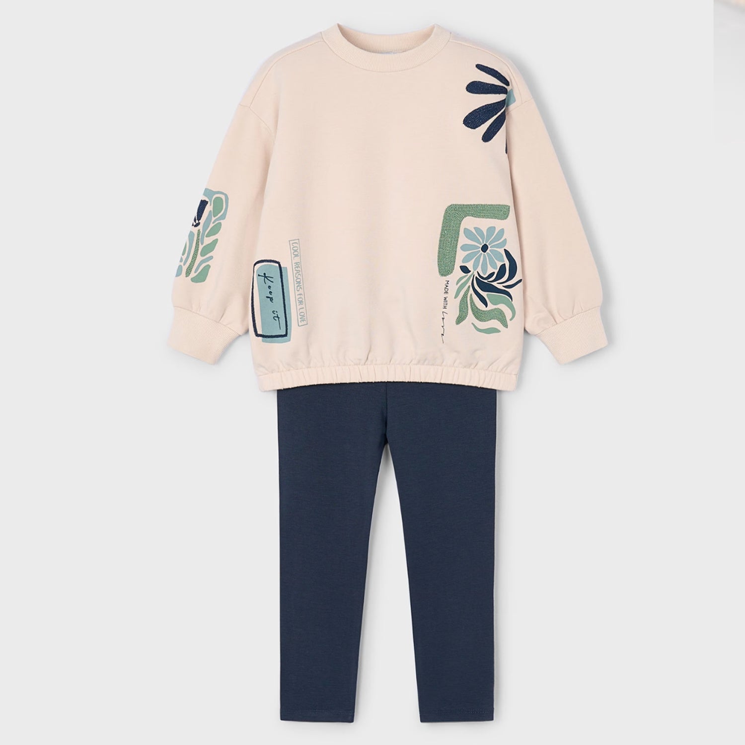 Beige & Navy Legging Set