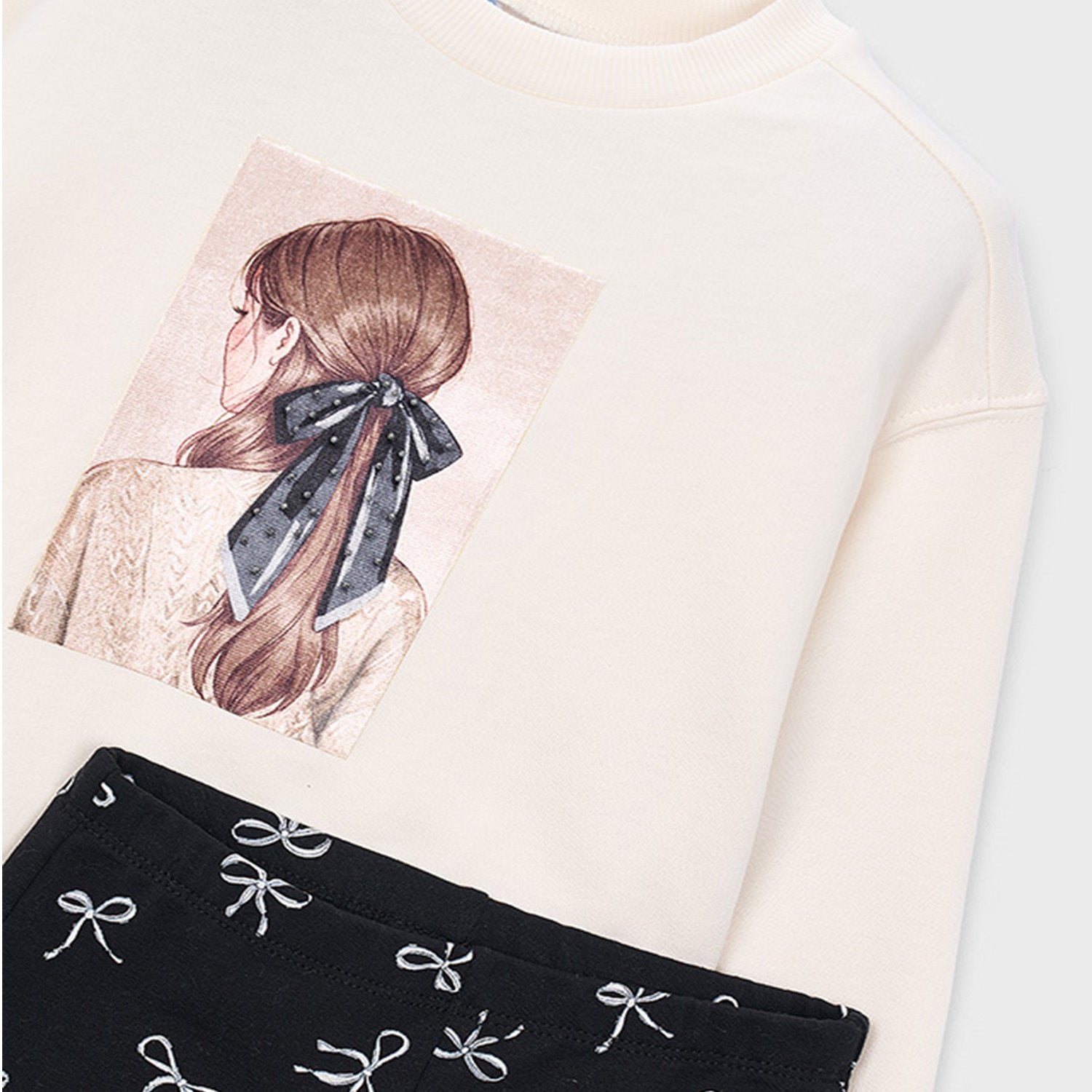 Black & Ivory Print Fleece Legging Set