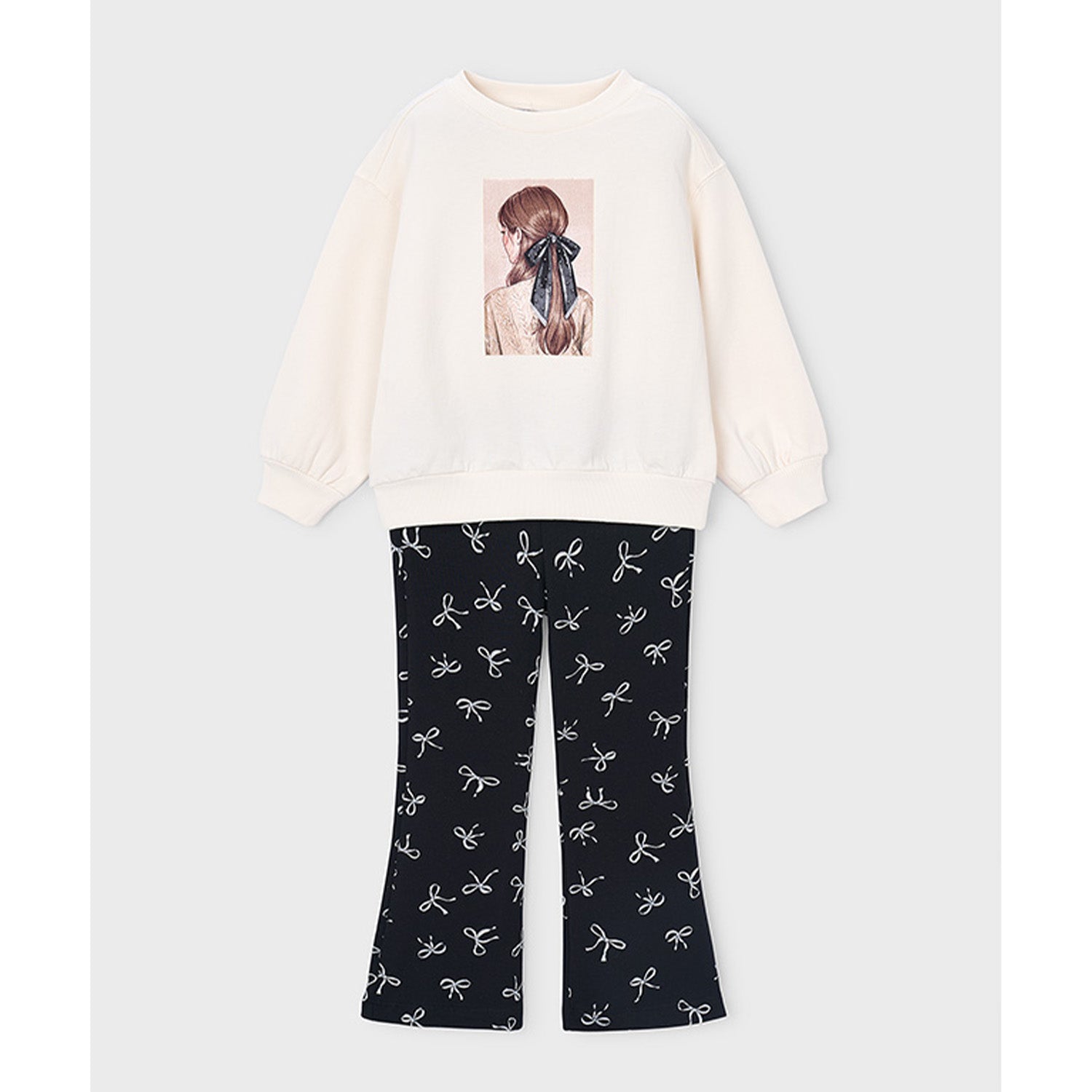 Black & Ivory Print Fleece Legging Set