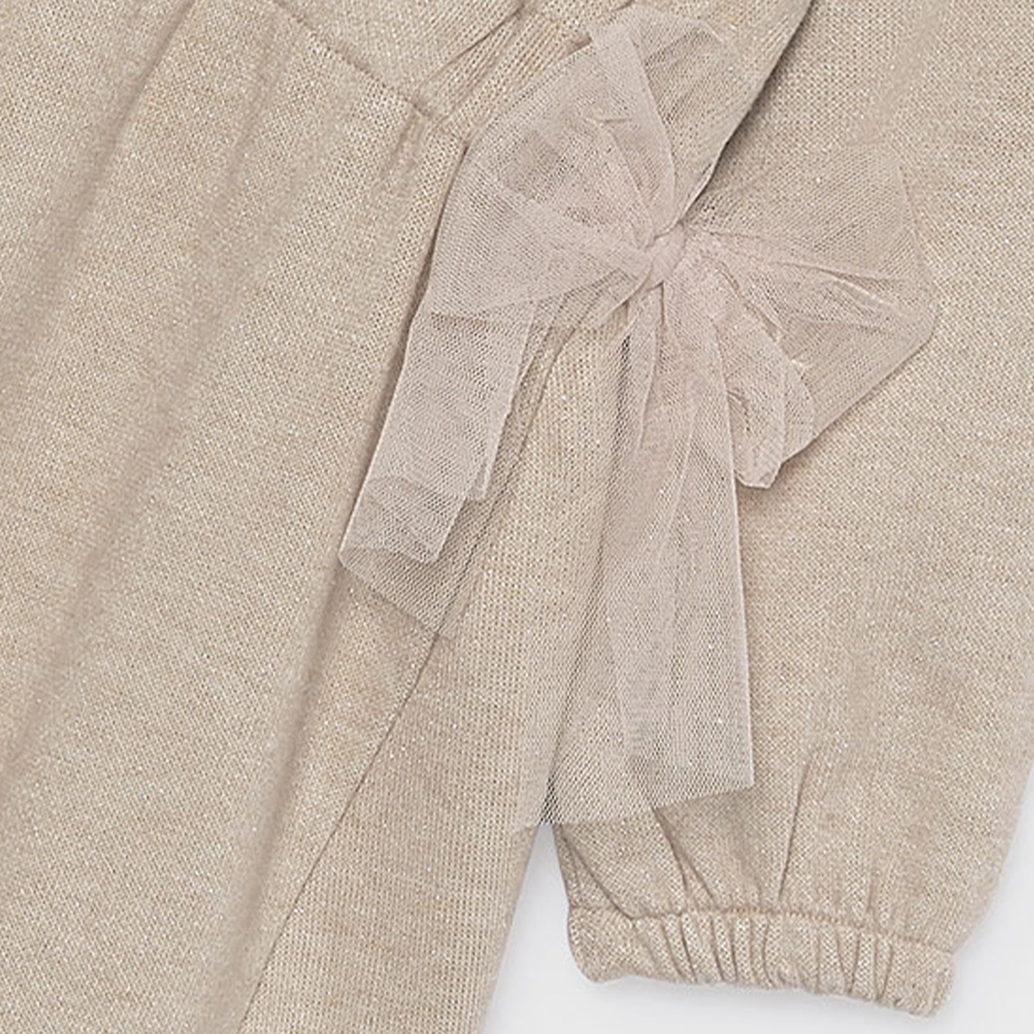 Beige Tulle Trim Dress