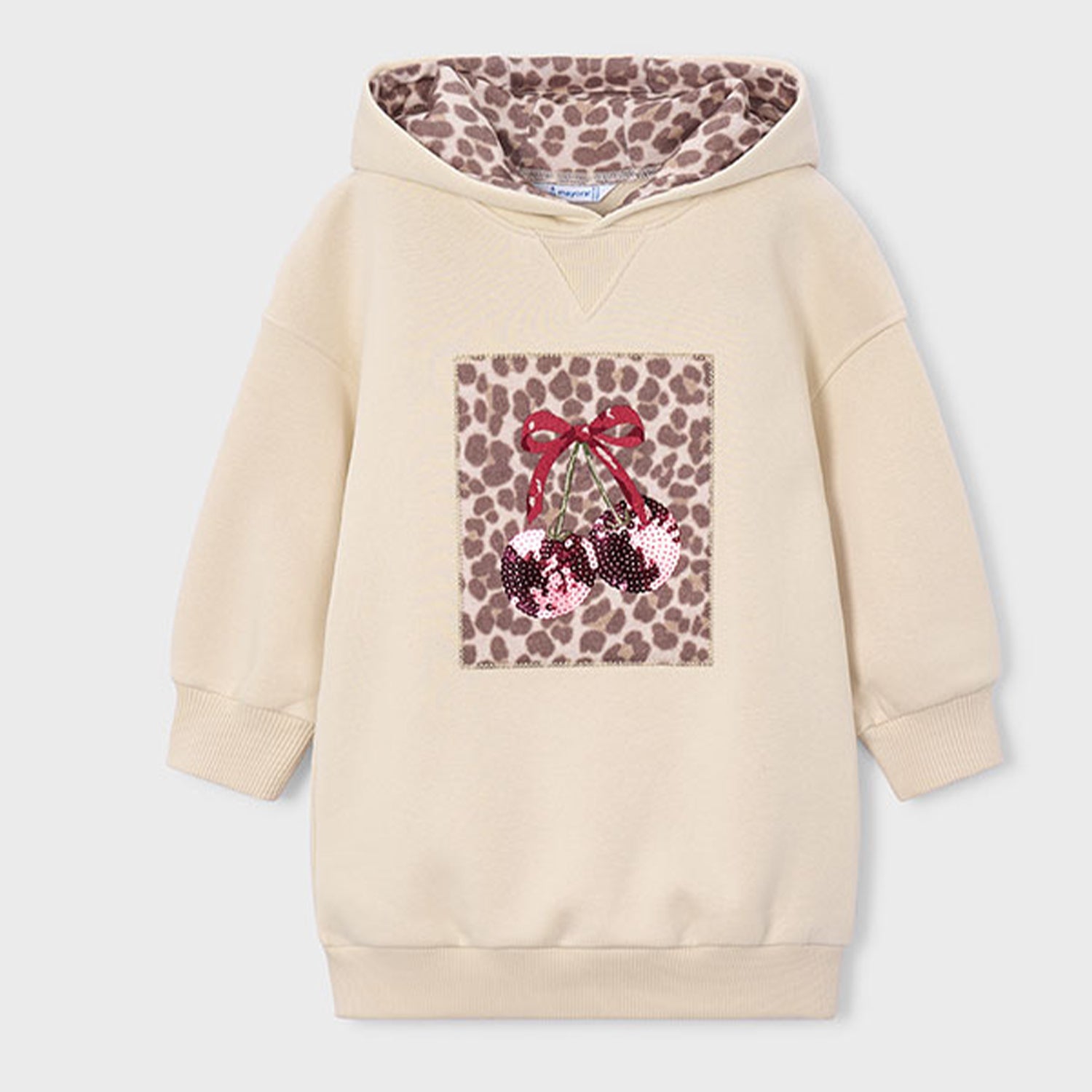 Leopard Print Hooded Fleece Dress