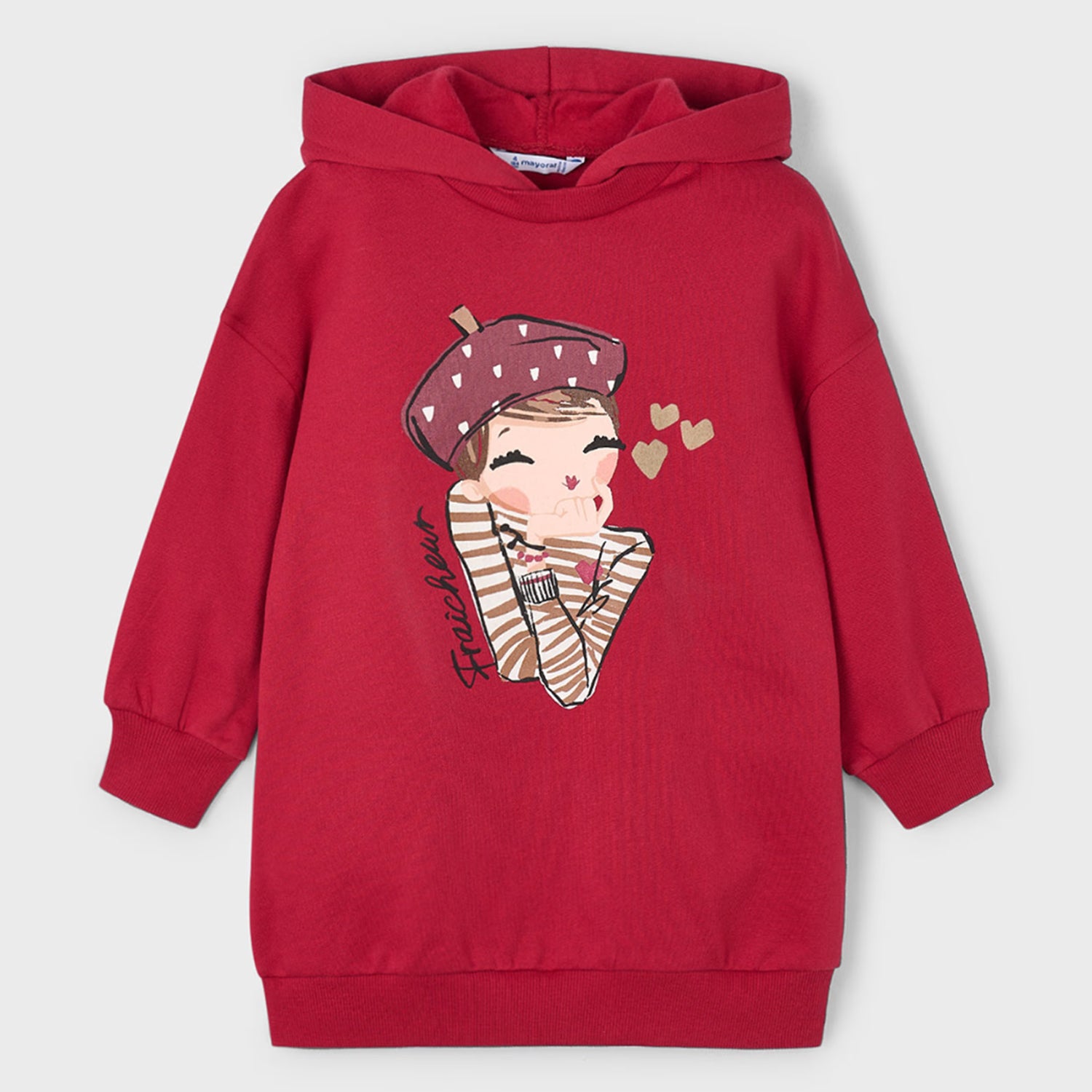 Red Girl Hooded Tunic Fleece