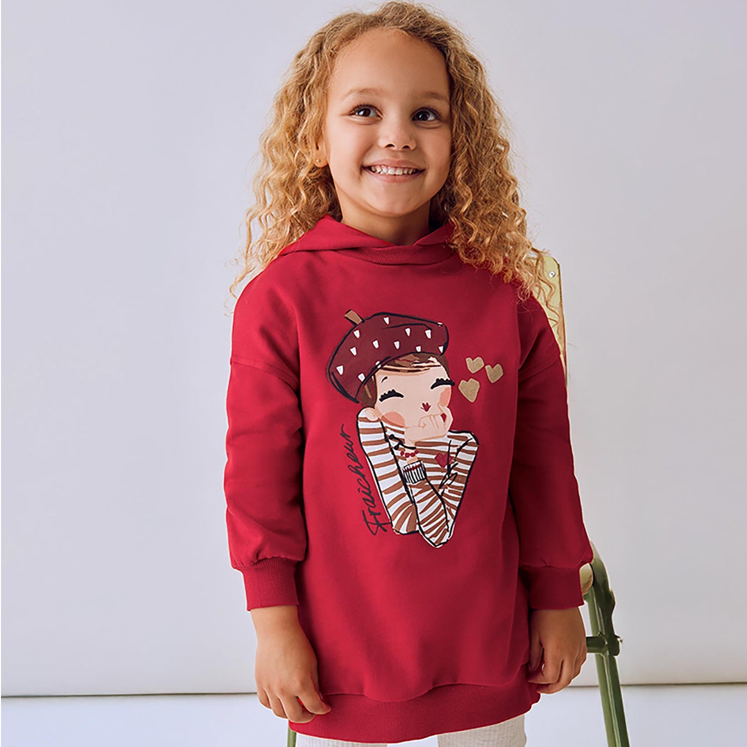 Red Girl Hooded Tunic Fleece