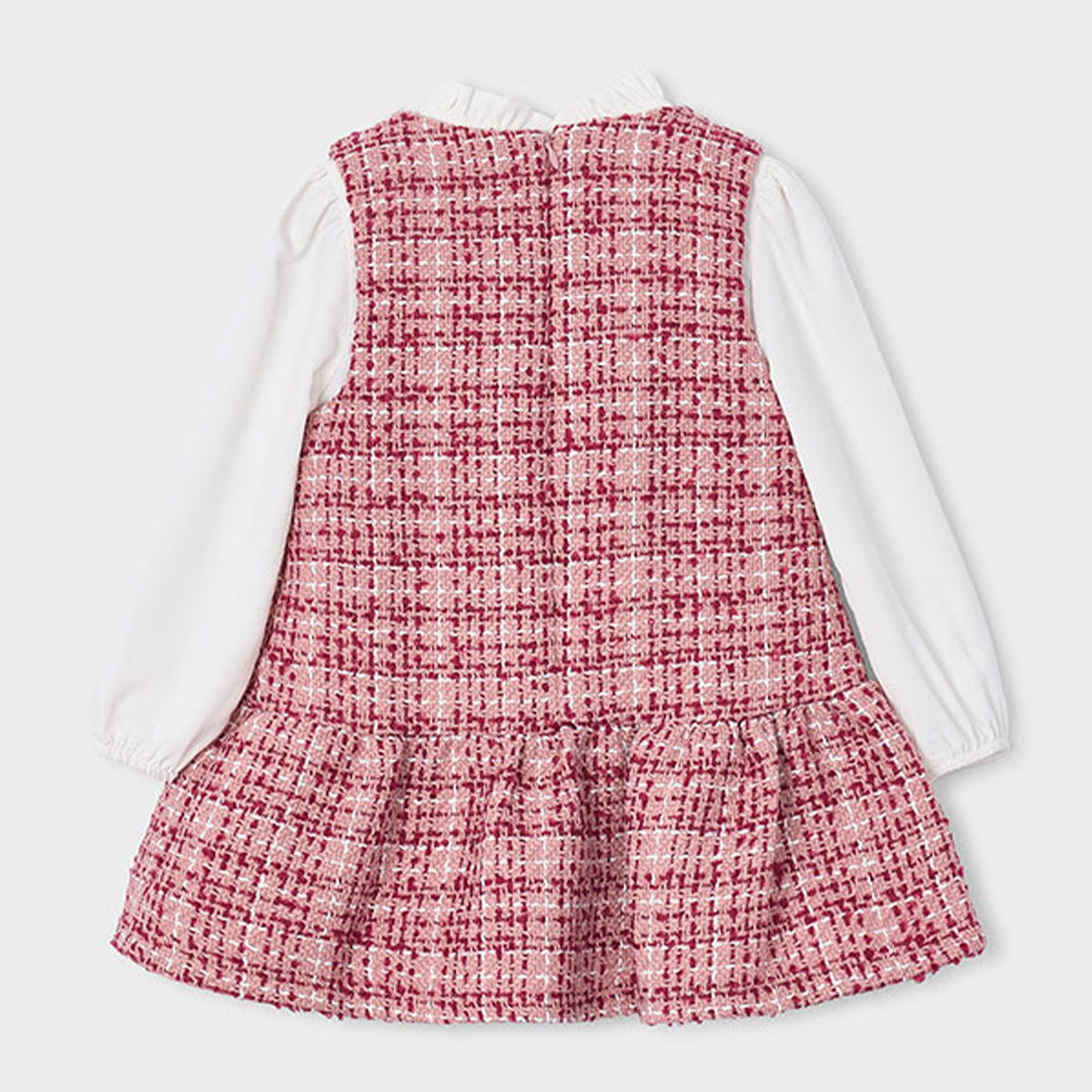 Pink Tweed Pinafore Dress & Blouse